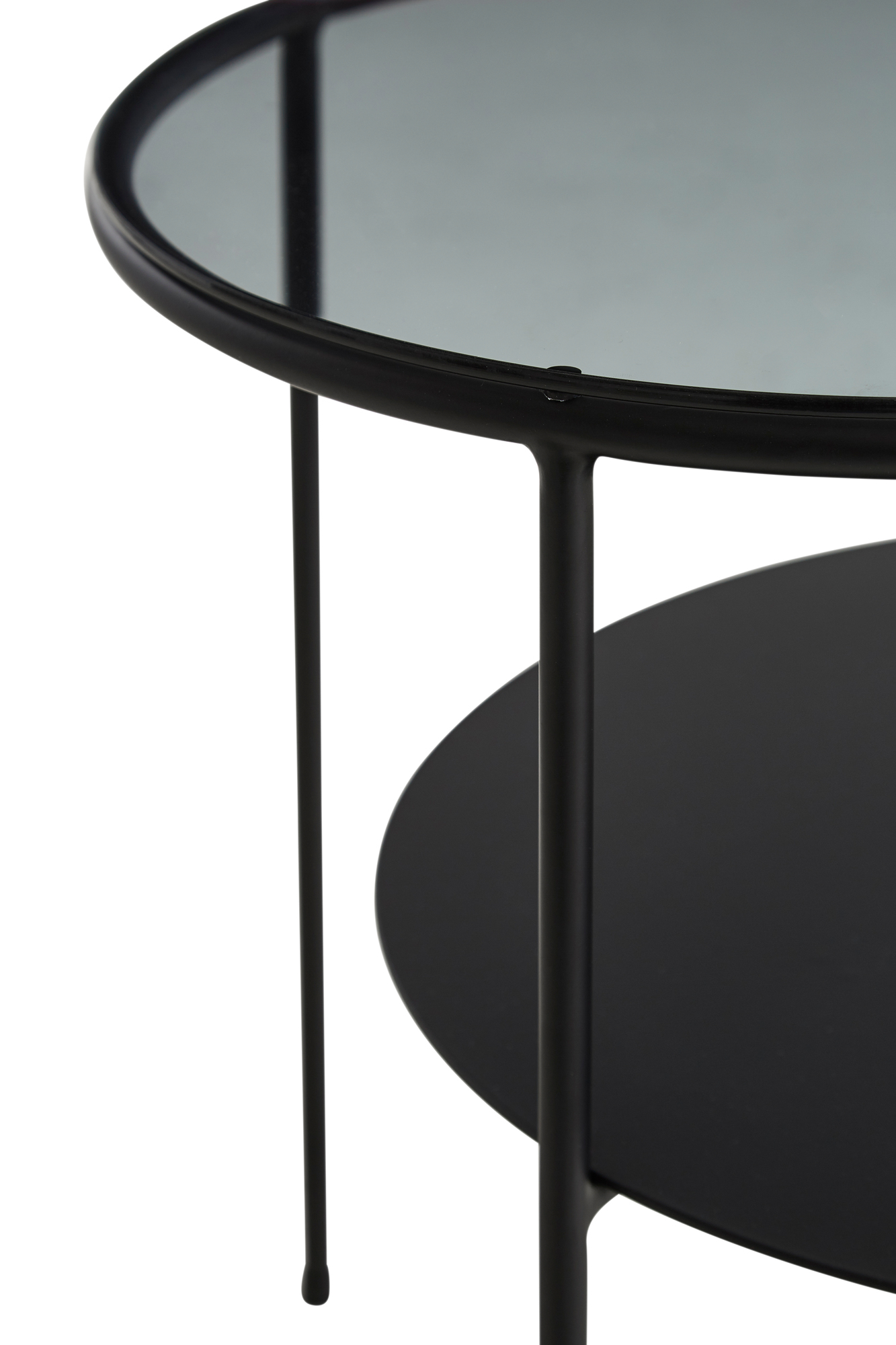 Duo Beistelltisch Schwarz mit Dunklem Rauchglas Woud