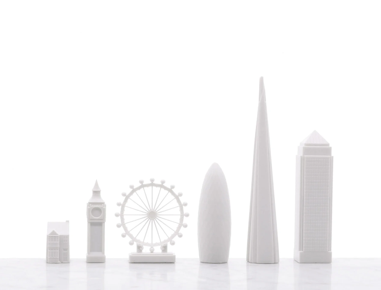 Special Edition Acrylic London vs New York Chess Schachspiel mit Marmorbrett Skyline Chess EINZELSTÜCK