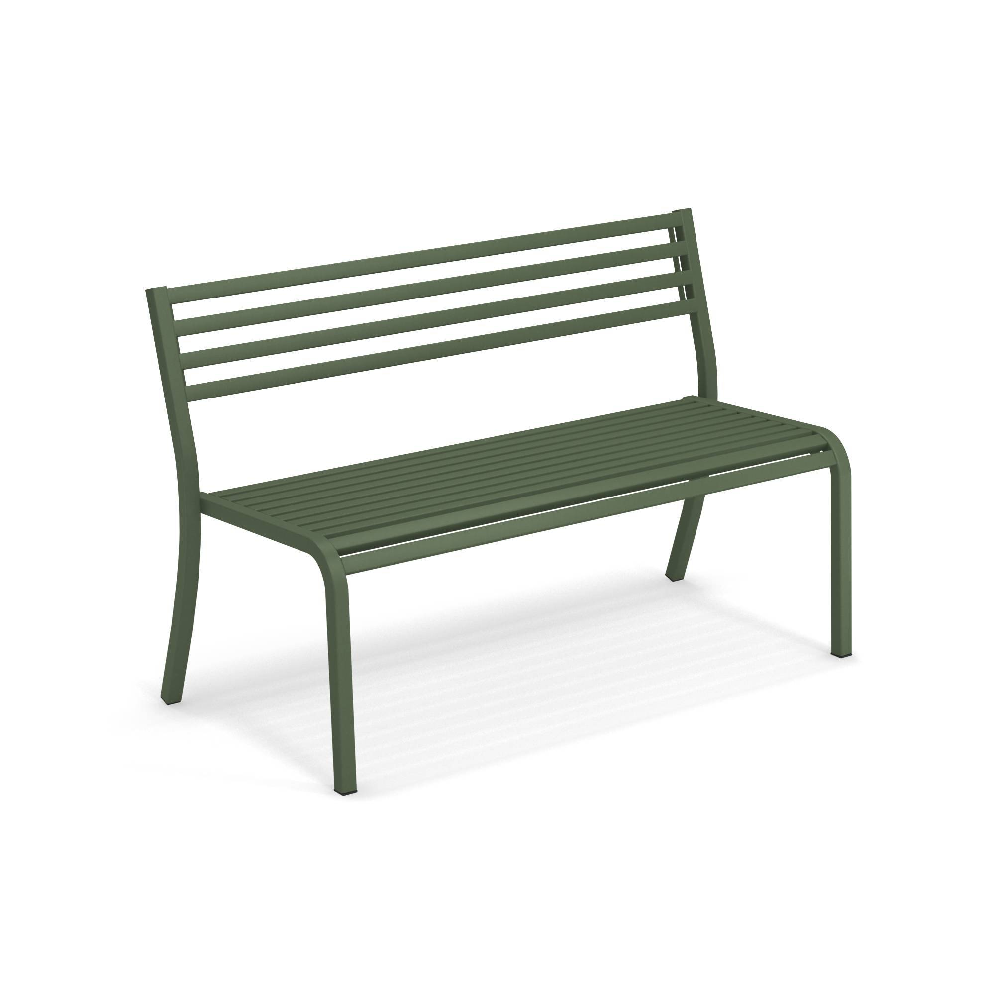 Militärgrüne Segno Bank von Emu, 128 cm, für den Garten oder die Terrasse.