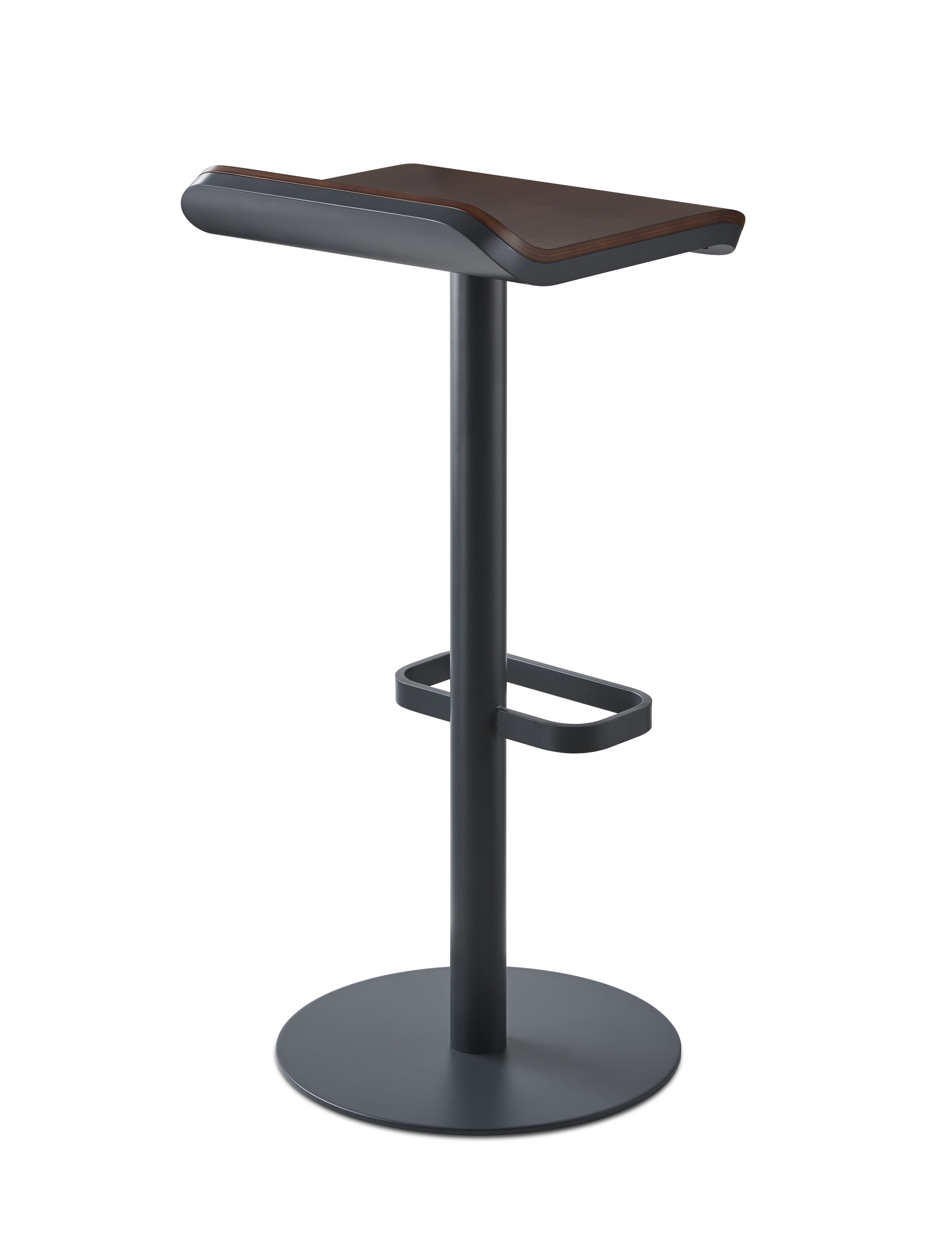 Moree ED Barhocker in Anthrazit und Walnuss, moderner Design Hocker mit Fußstütze.