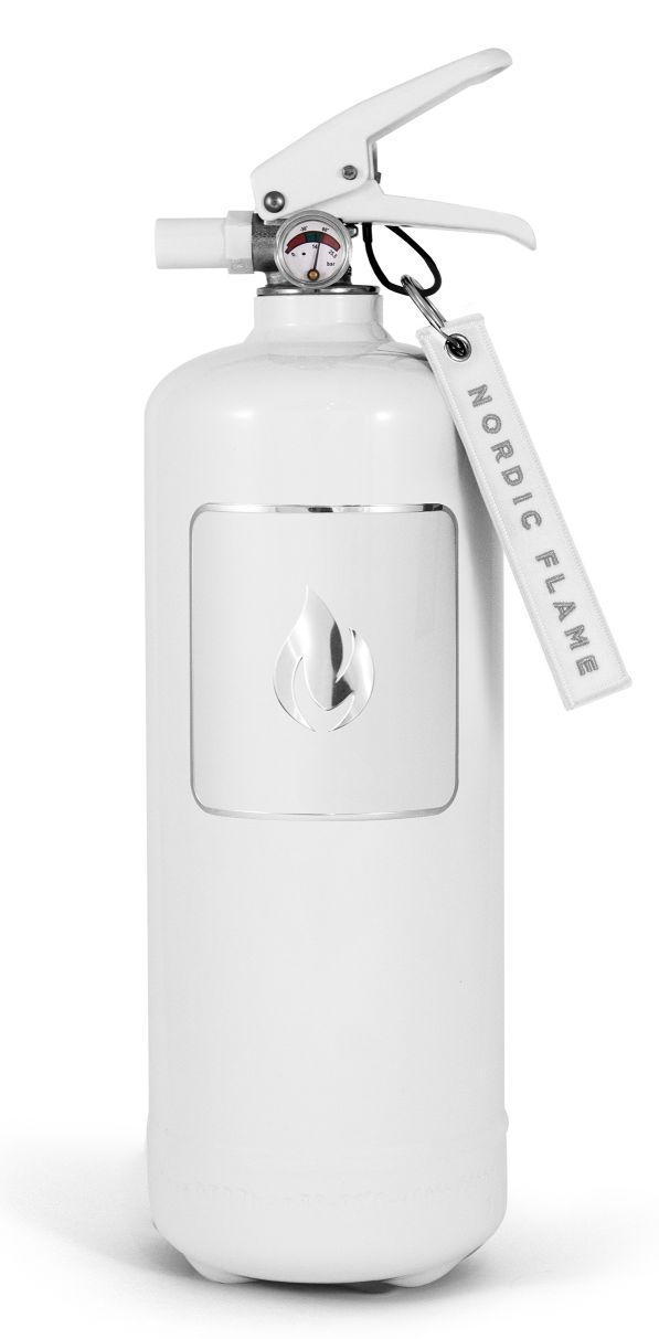 Feuerlöscher Classic 2 Kg weiß - weißes Emblem Nordic Flame EINZELSTÜCK