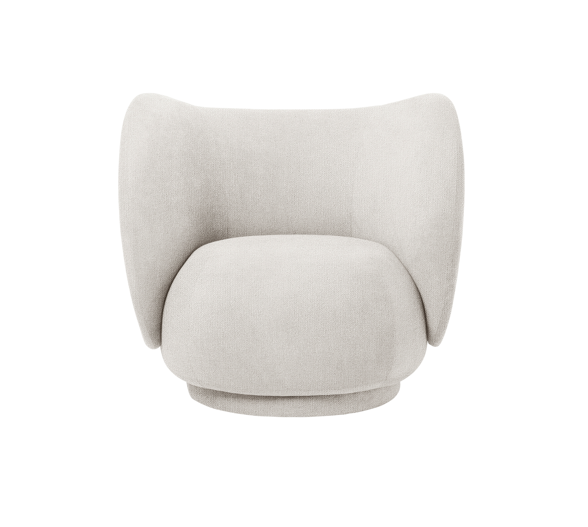 Rico Lounge Chair Bouclé Off-White Sessel Ferm Living Ansicht von oben: Rico Lounge Sessel in Off-White Bouclé von Ferm Living. Bequemer Design Sessel.