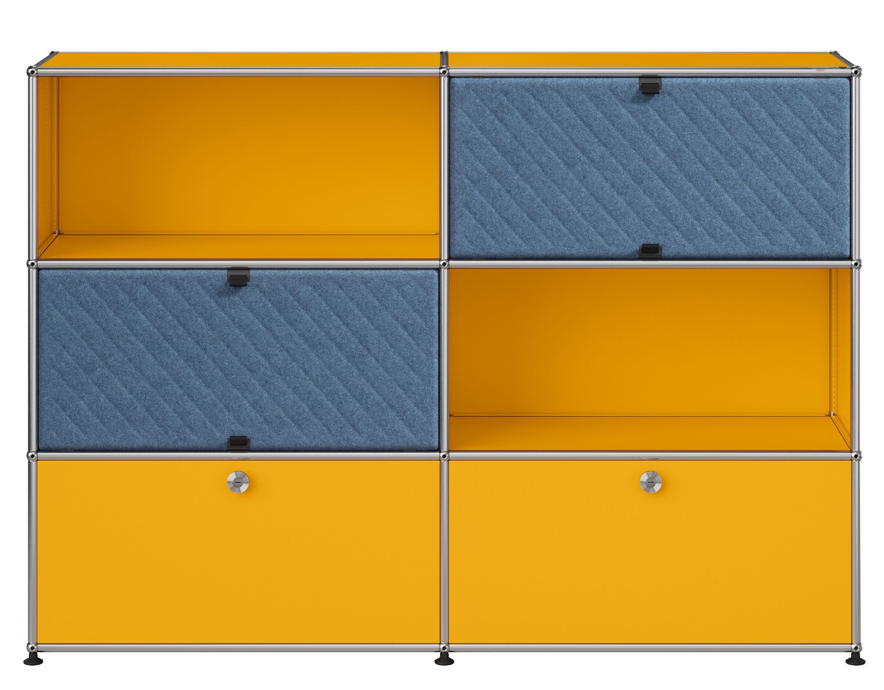 USM Haller Sideboard M66 mit Soft Panels Goldgelb-Blau