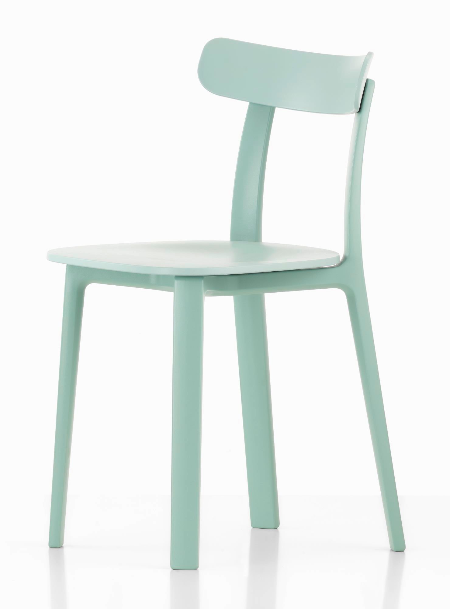 Eisgrauer Vitra All Plastic Chair Outdoor Stuhl: Moderner Gartenstuhl aus Kunststoff für den Außenbereich.