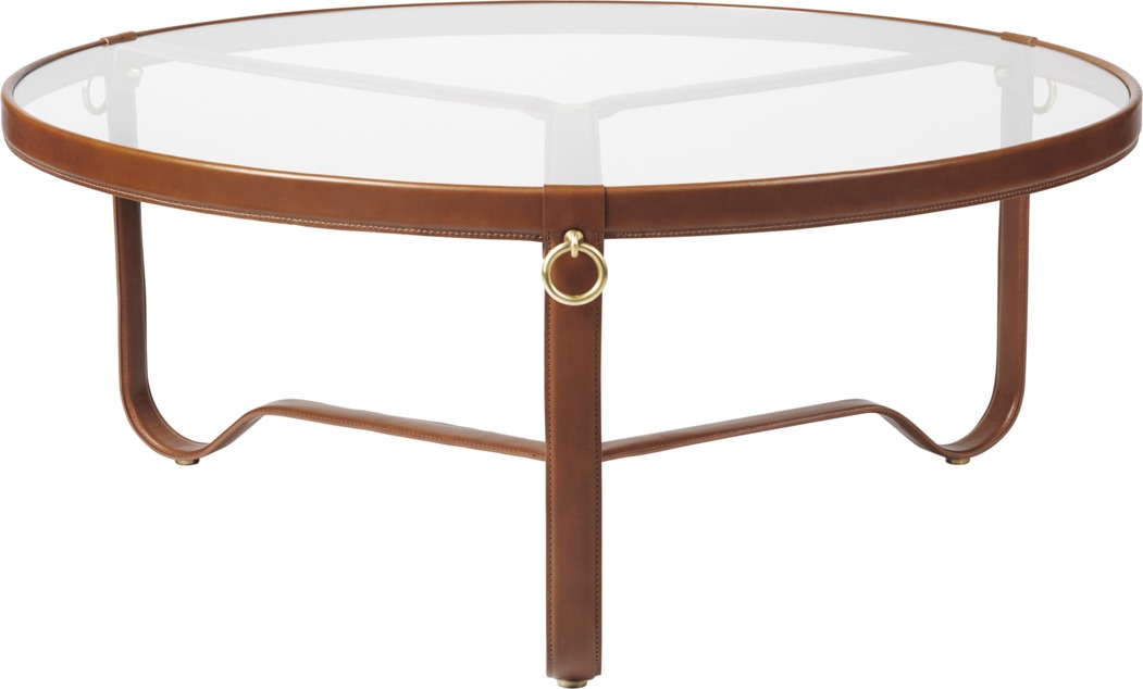 Adnet Coffee Table Couchtisch Braunes Leder Gubi