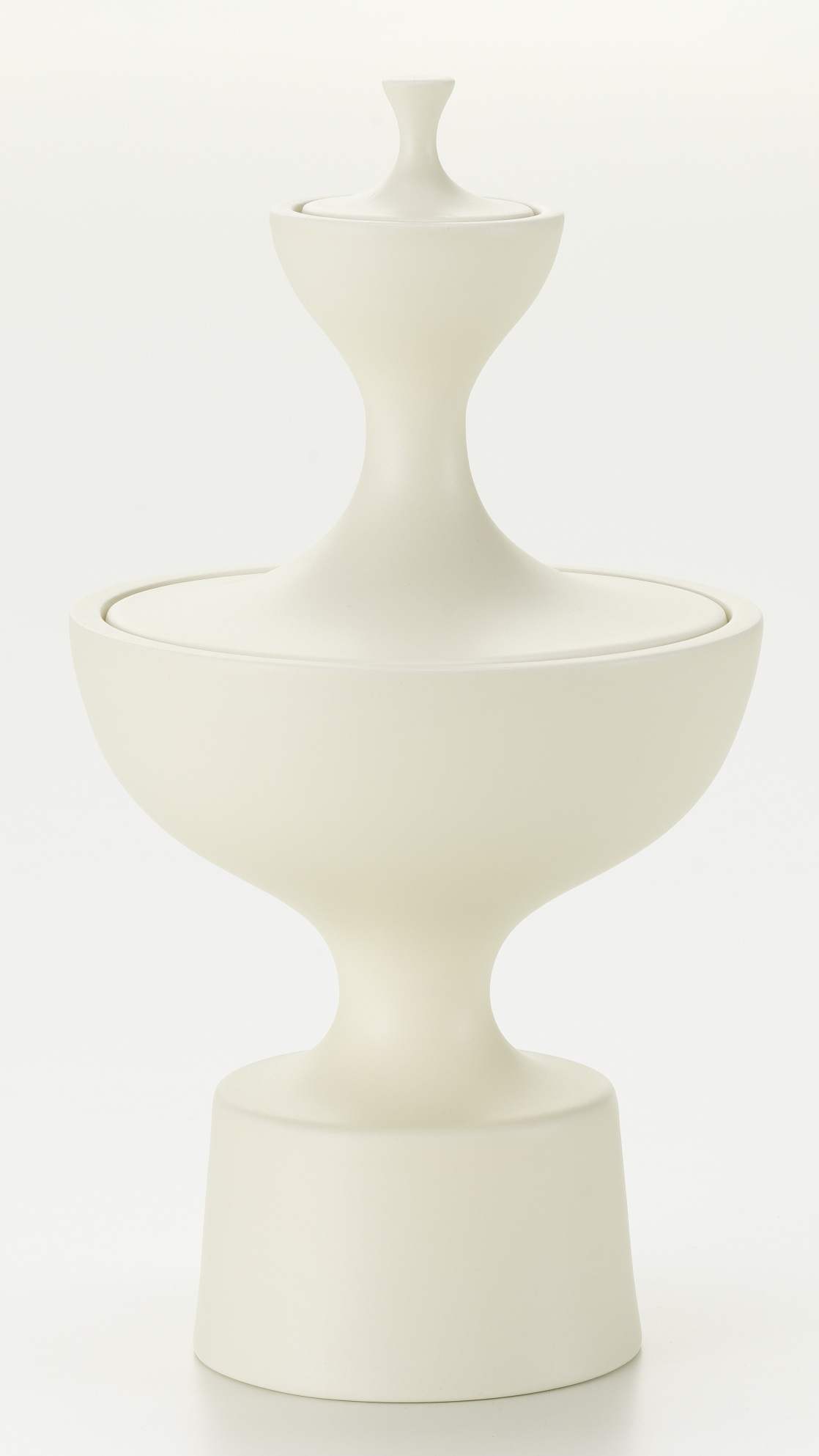 Cremefarbener Keramikbehälter mit Deckel, Vitra Creme, zur Aufbewahrung und Dekoration.