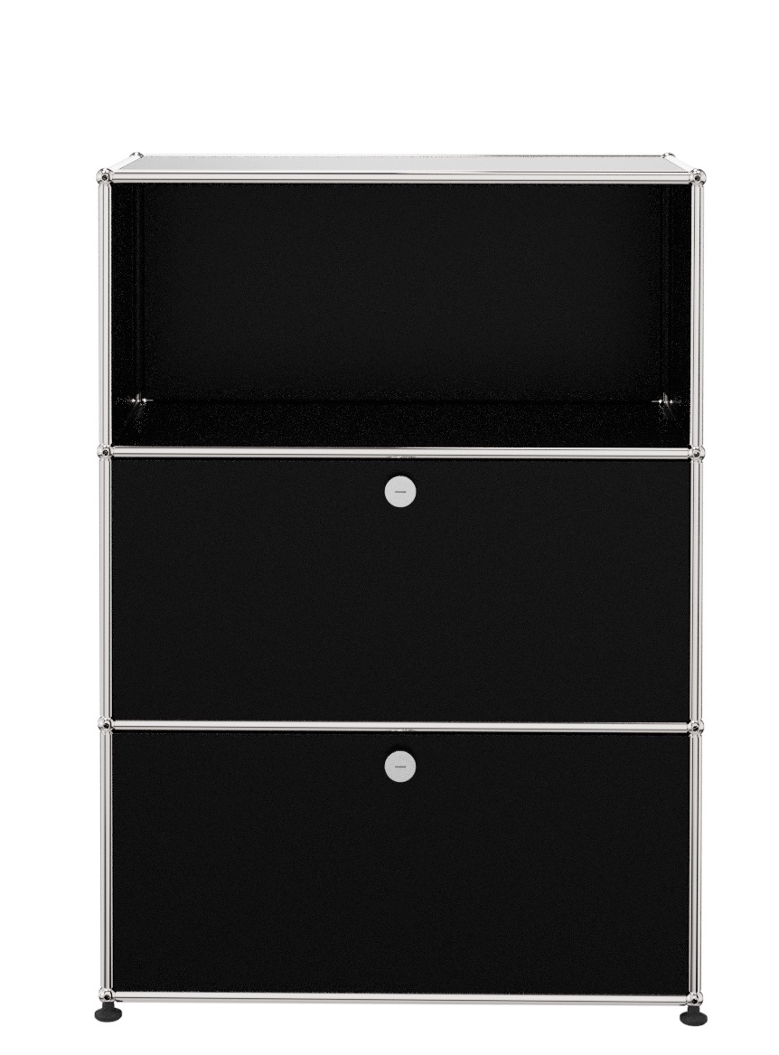 USM Haller Highboard mit 2 Klappen und 1 Fach offen-graphitschwarz