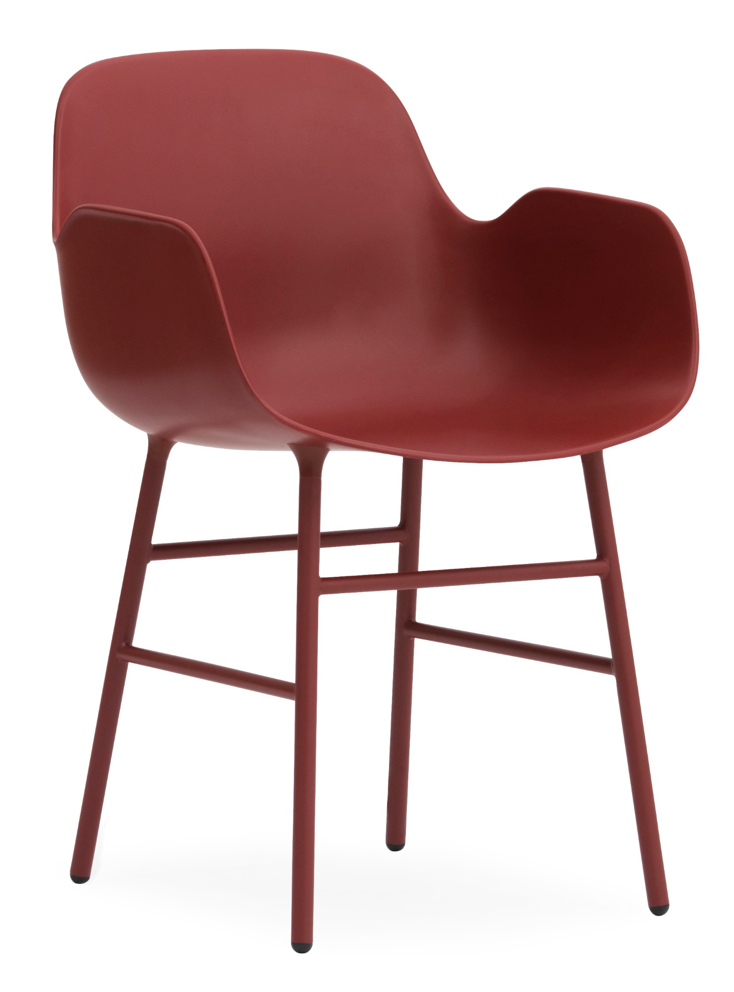 Roter Form Armchair Lehnstuhl von Normann Copenhagen mit Stahlgestell, moderne Sitzgelegenheit.