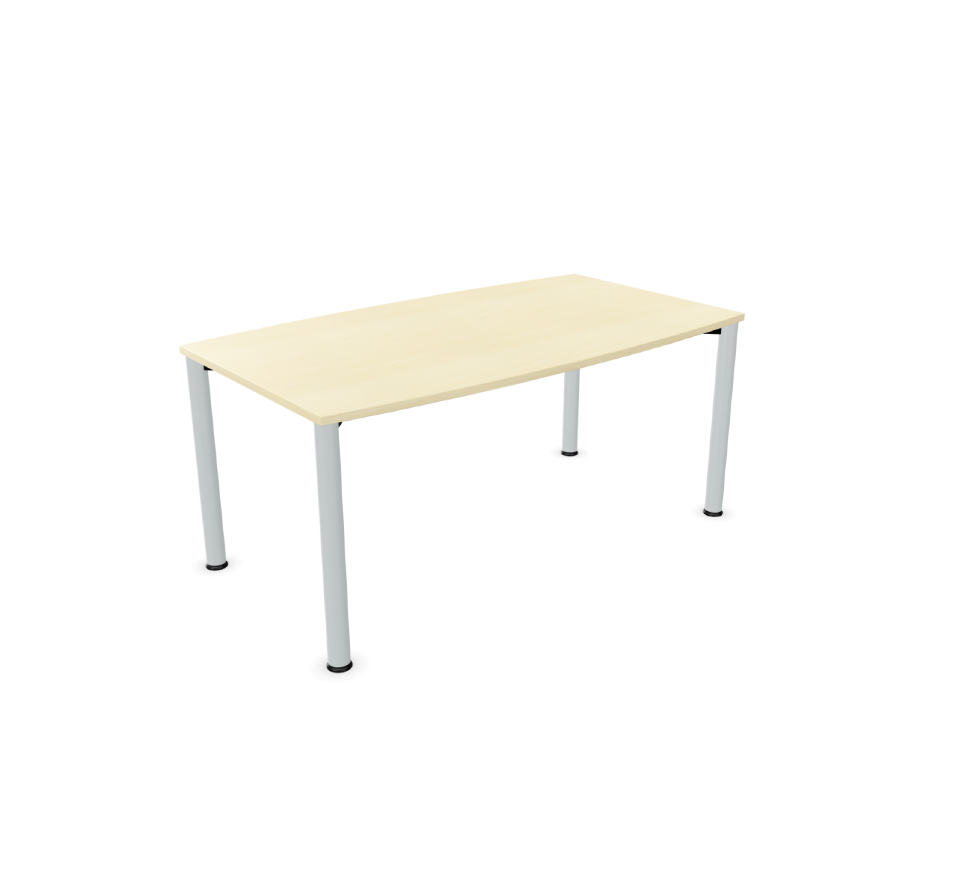 Systo Tec Konferenztisch von Palmberg: Rechteckiger Besprechungstisch mit heller Tischplatte und silberfarbenem Gestell.