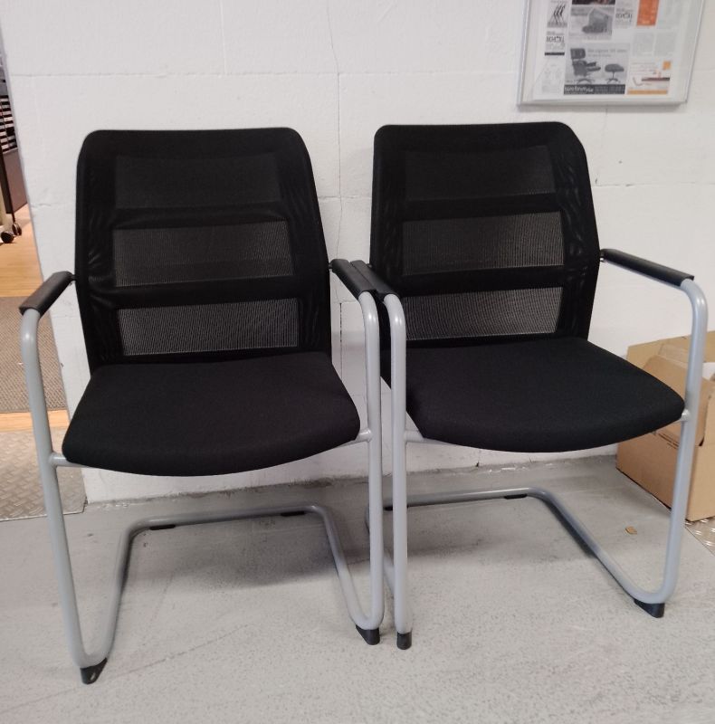 paro_2 Freischwinger mit Netzrücken und Armlehnen 2-er Set Wiesner Hager AUSSTELLUNGSSTÜCK / GEBRAUCHTMÖBEL