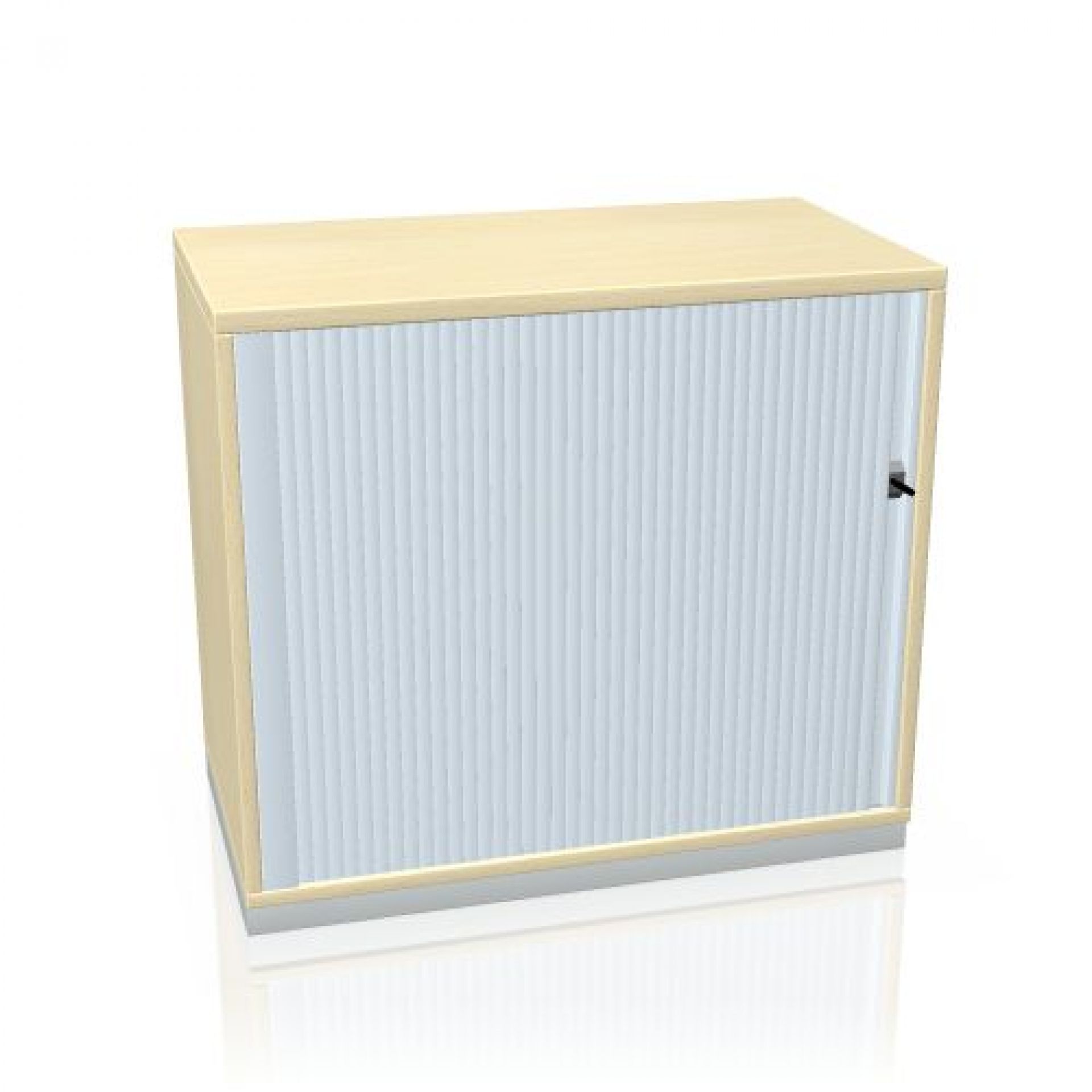 Prisma 2 Querrollladenschrank von Palmberg, Büroschrank mit Rolladen in Holzoptik, abschließbar für Büro und Homeoffice.