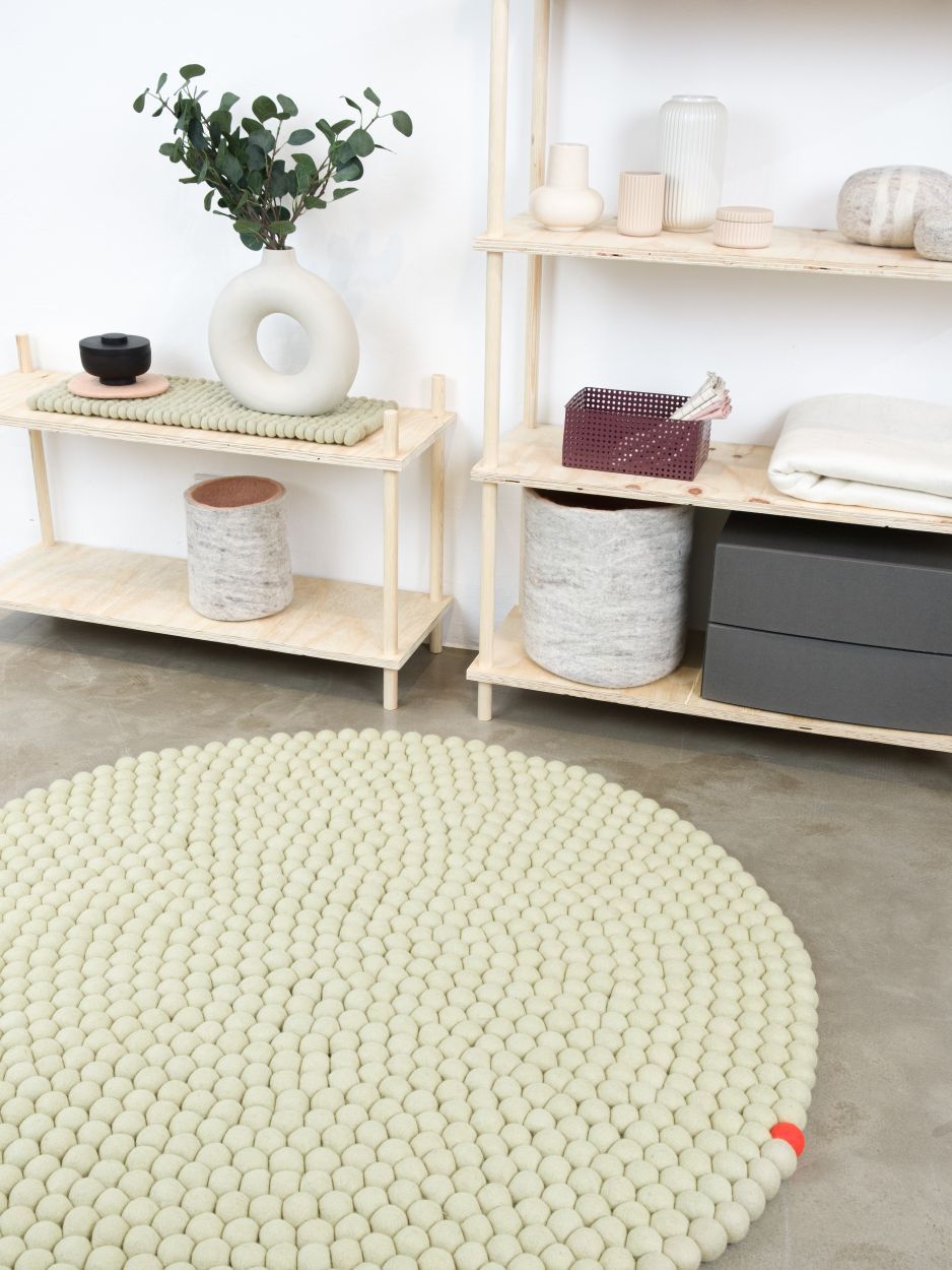 Big One Rund Filzteppich Ø 200 cm myfelt Grünbeige