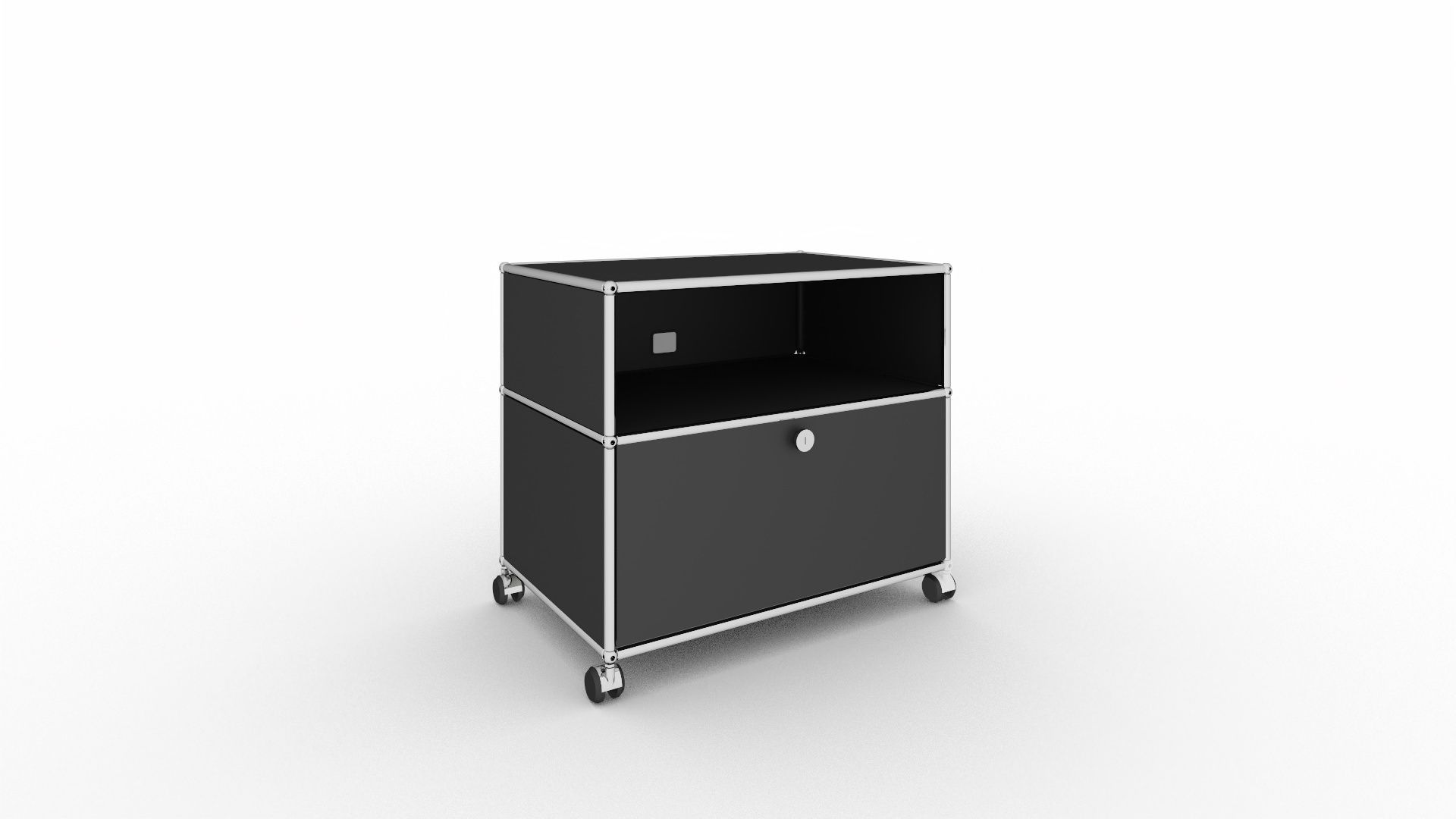 USM Haller TV Möbel auf Rollen anthrazit USM Haller TV Möbel in Anthrazit mit Rollen, modernes Design für Wohnzimmer und Büro.