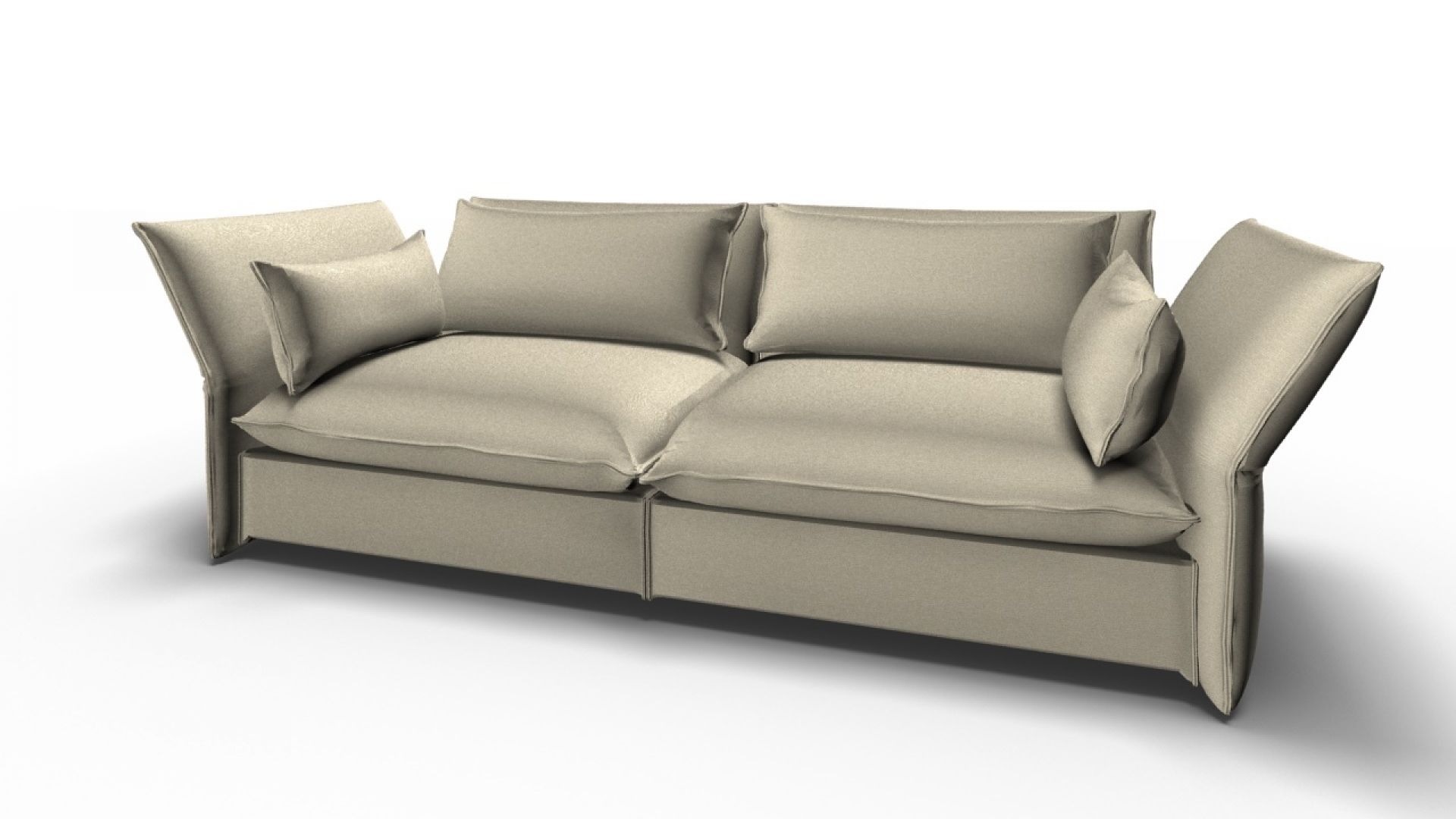 Cremefarbenes Mariposa Sofa von Vitra, ein modernes 3-Sitzer Sofa mit weichen Kissen.