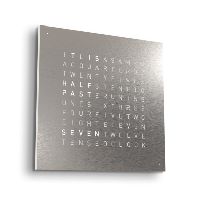 Earth 90 Steel Series Wanduhr / Zeitobjekt Englisch QLOCKTWO
