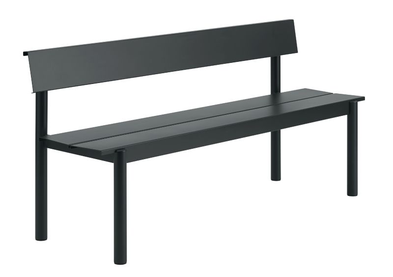 Linear Steel Bench Outdoor Bank mit Rückenlehne 170x34 cm Muuto