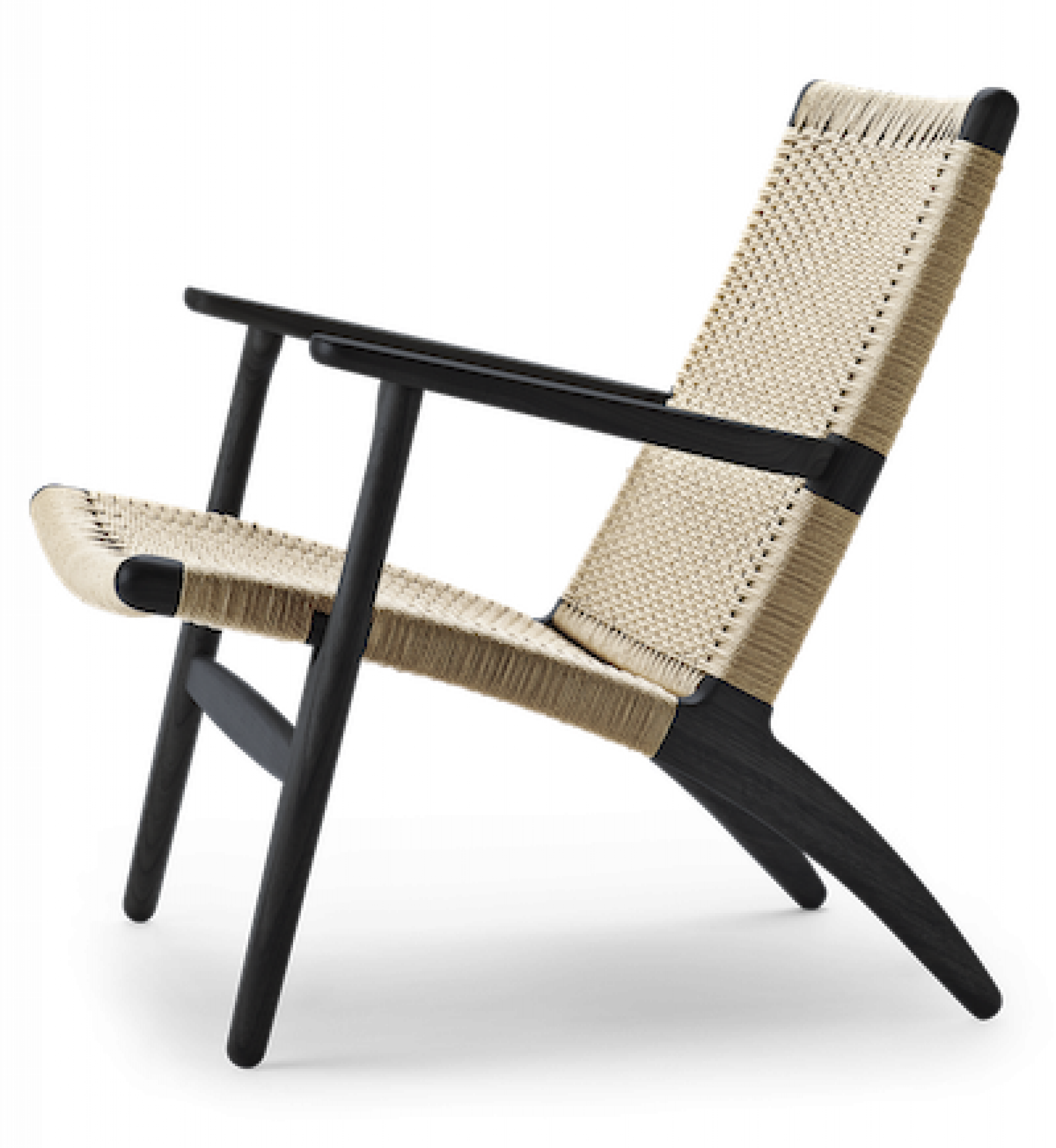 CH25 Lounge Sessel Eiche Schwarz Natur Geflecht Carl Hansen & Søn