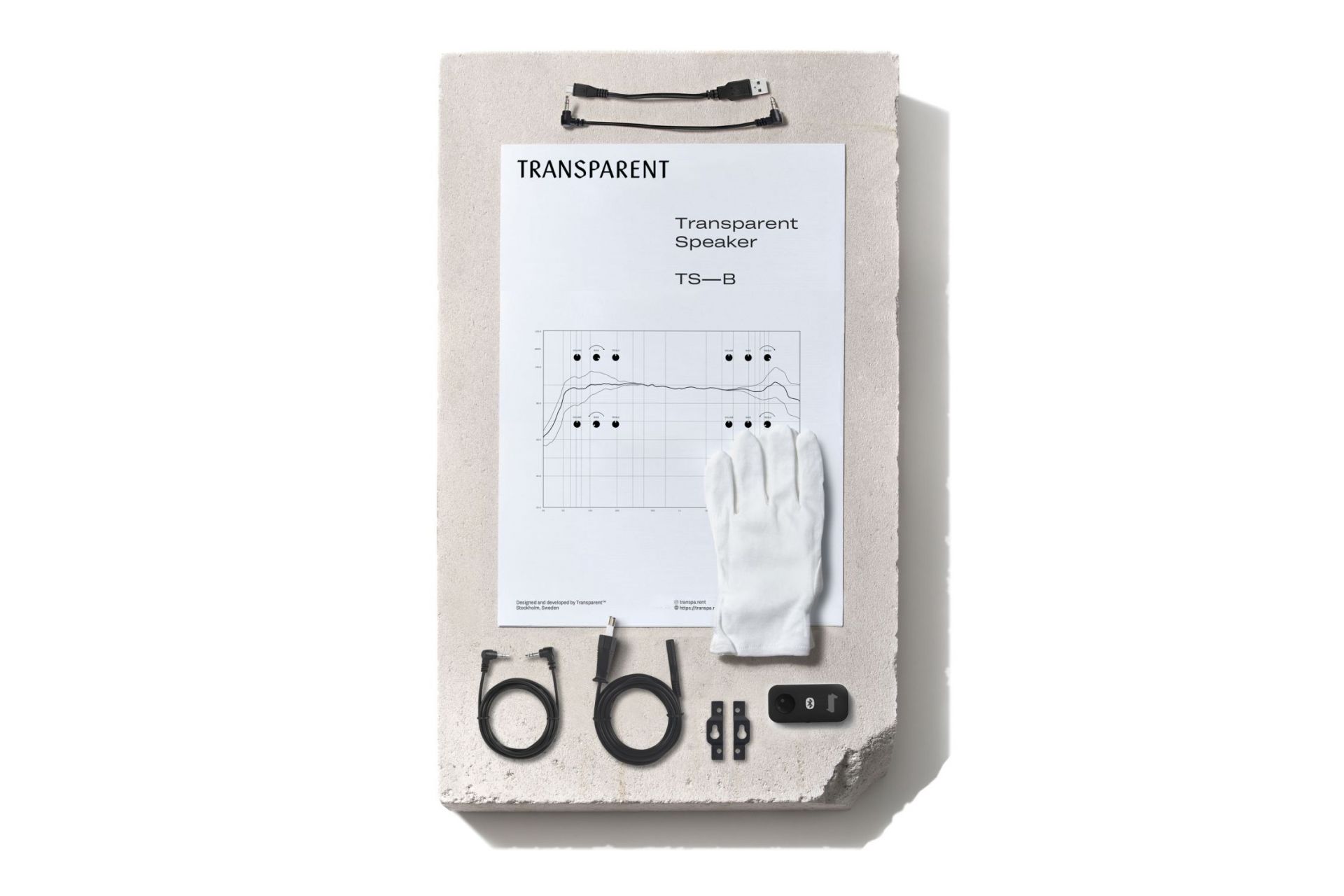 Transparenter Lautsprecher  schwarz mit roten Kabeln Transparent