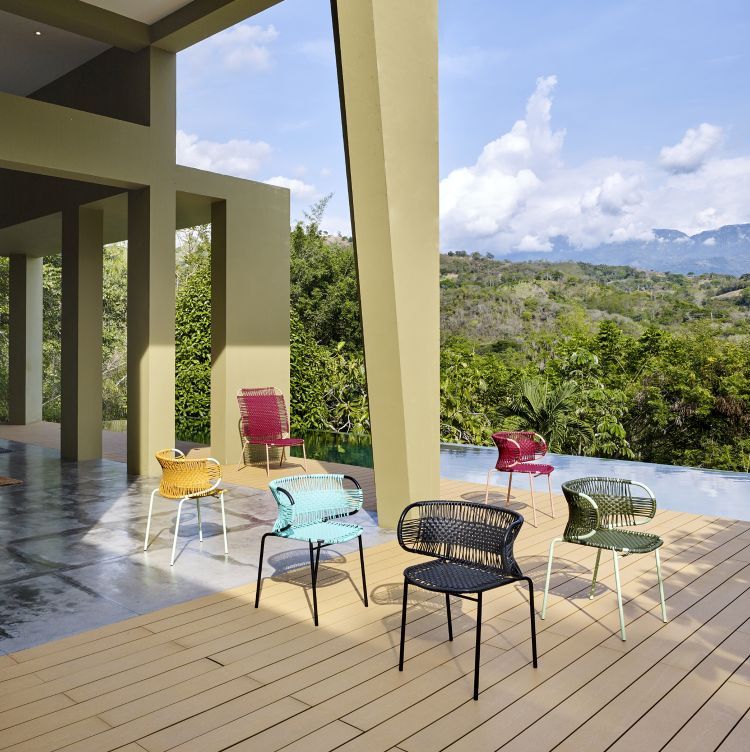 Cielo Stacking Armchair Stapelbarer Armlehnstuhl Outdoor ames  Olive grün - Pastell grün