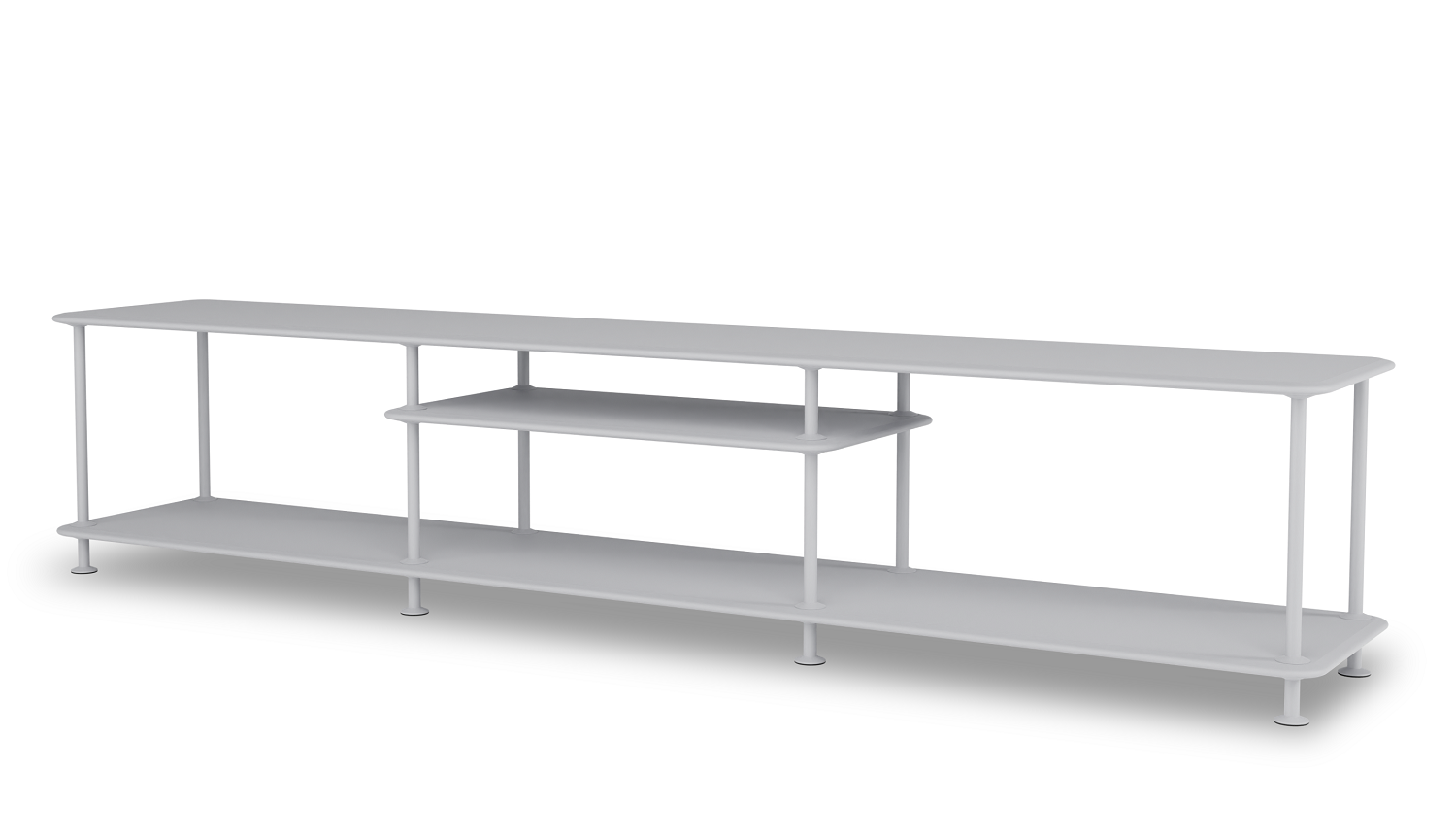 Montana Free Regal in Fjord: Modernes, graues Designregal mit drei Ebenen für Wohnzimmer und Büro.