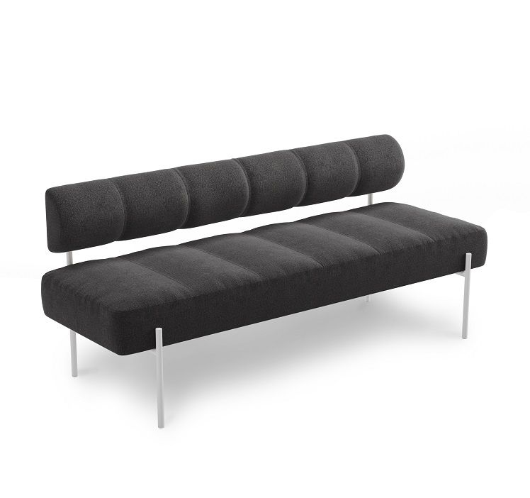 Daybe Esszimmersofa Northern Brusvik 08 in Weiß: Gepolstertes Sofa mit Rückenlehne und weißen Beinen.