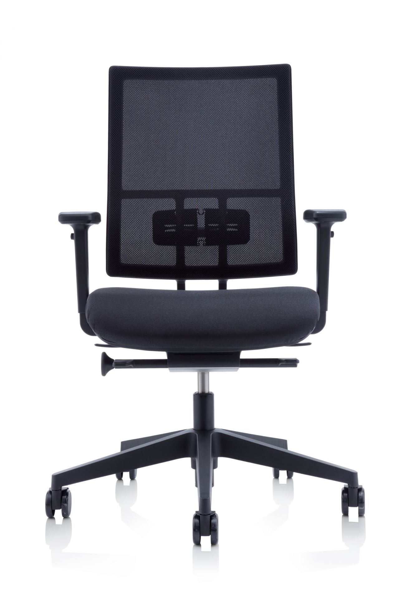 Anteo Basic Bürostuhl von Köhl mit schwarzem Netzrücken und Armlehnen, ergonomischer Drehstuhl für Büro.