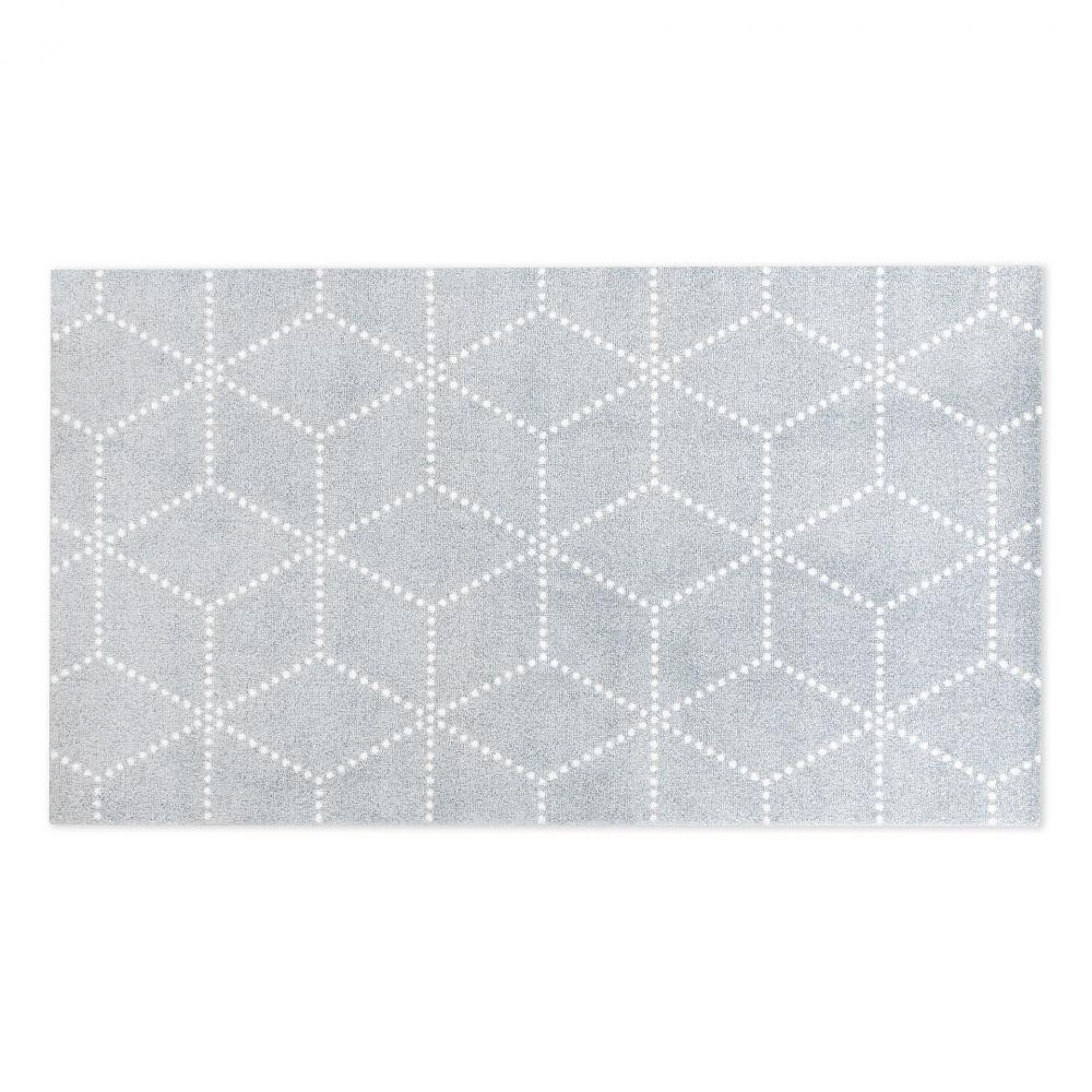 Hagl Heymat Fußmatte Silber mit geometrischem Würfelmuster, geeignet für Innen- und Außenbereich.