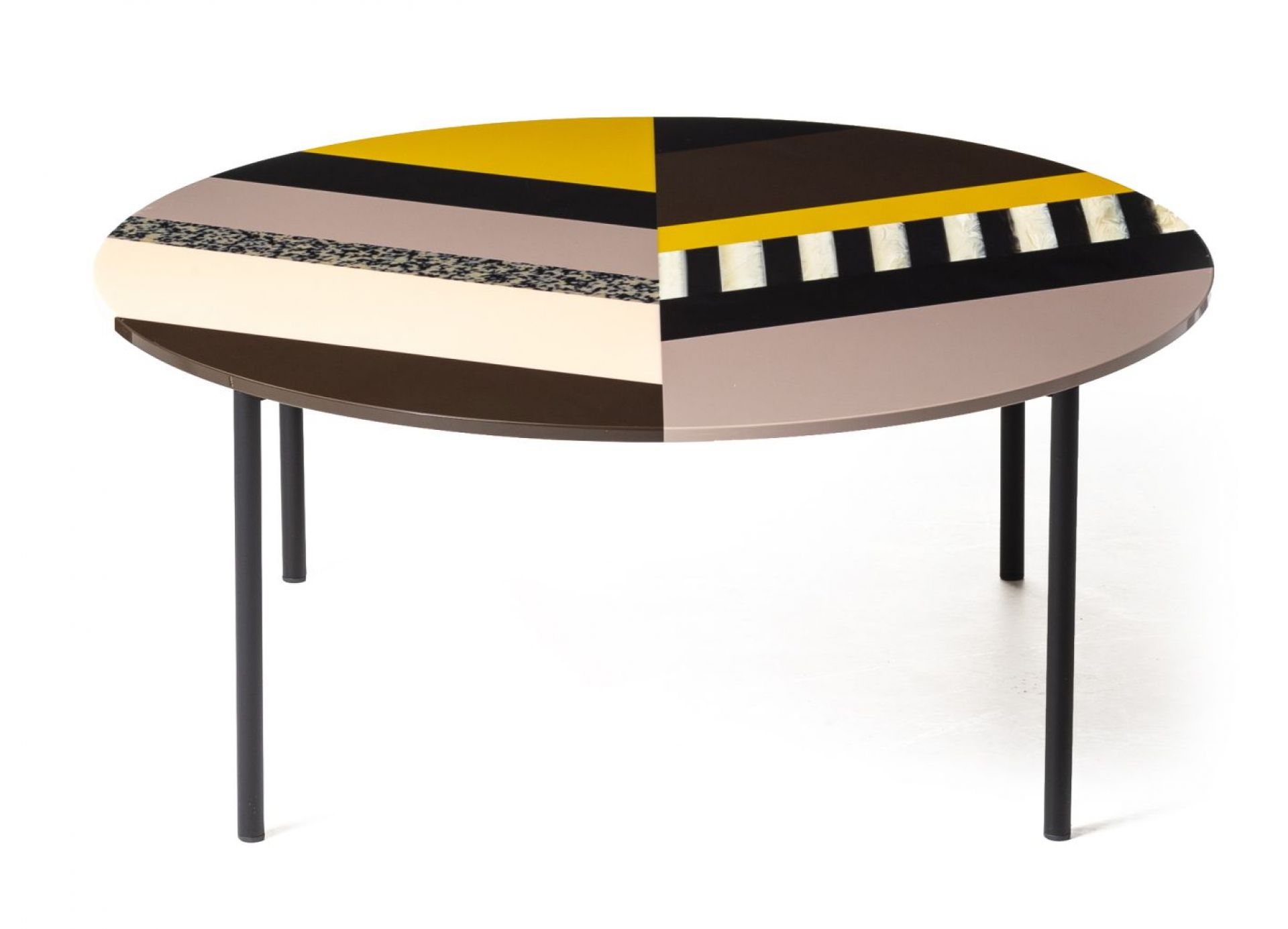 Fishbone Tisch rund gelb Moroso