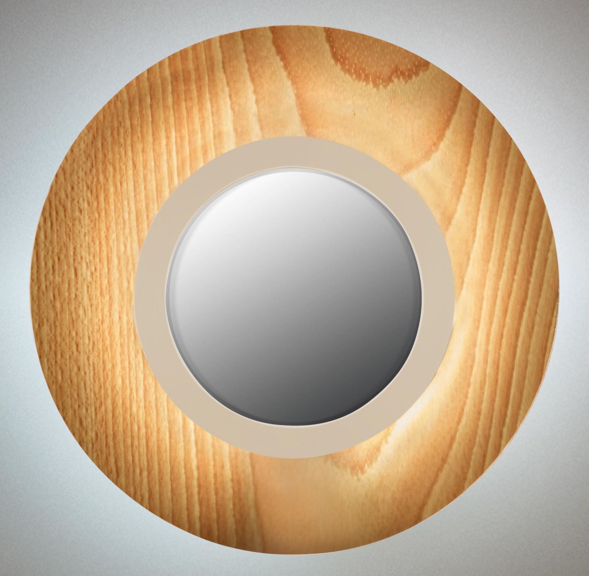 Lens LED Wandleuchte oval Metallring in elfenbeinweiß Buche LZF Lamps