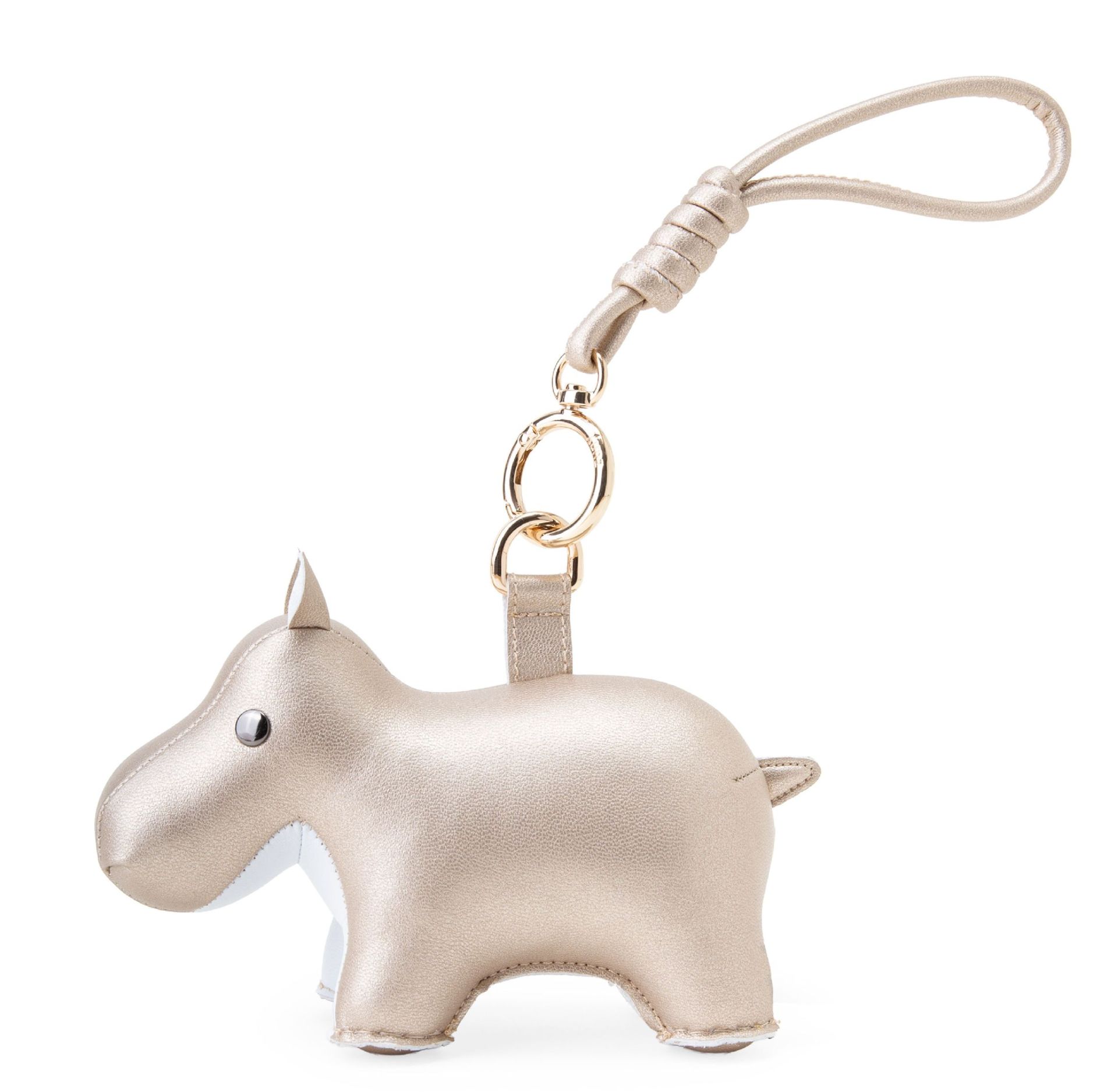 Bag Charm Taschenanhänger Hippo Gold/Weiß Züny
