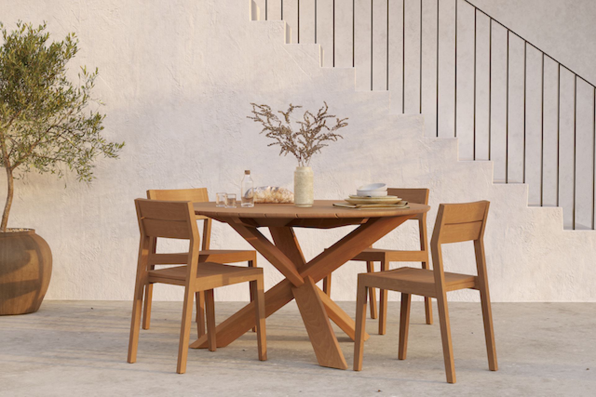 Circle Outdoor Esstisch Teak Ethnicraft