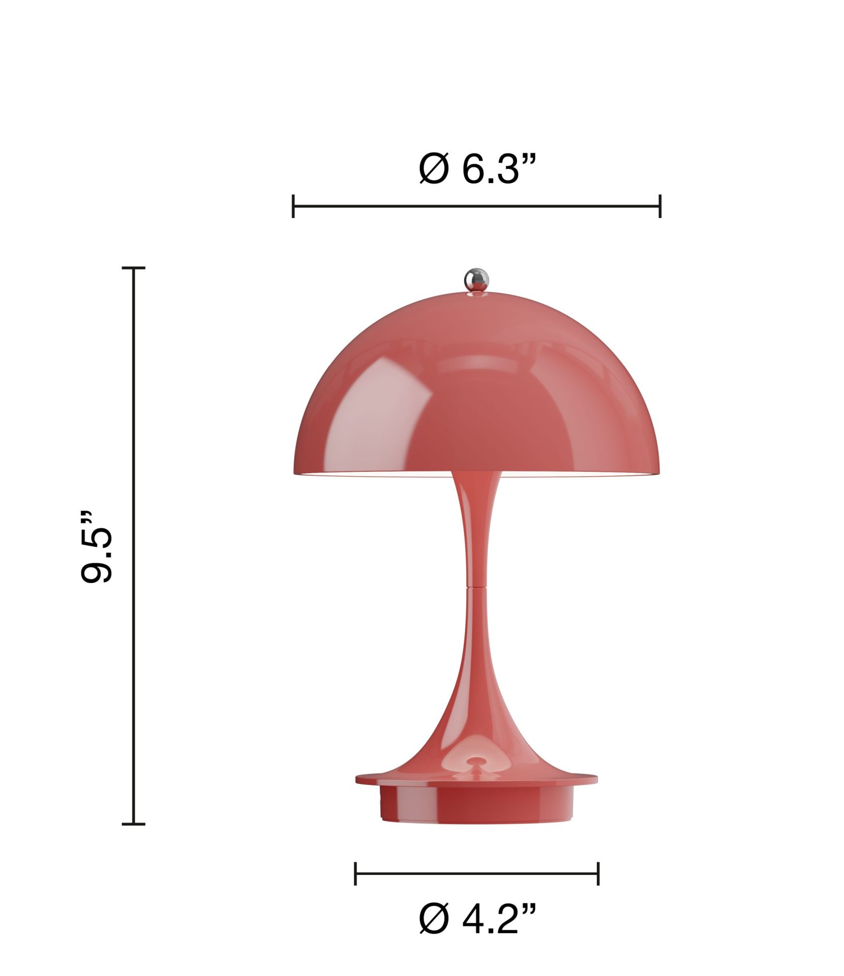 Panthella 160 Portable V3 Akku LED-Tischleuchte Indoor/Outdoor Louis Poulsen Undurchsichtig Koralle