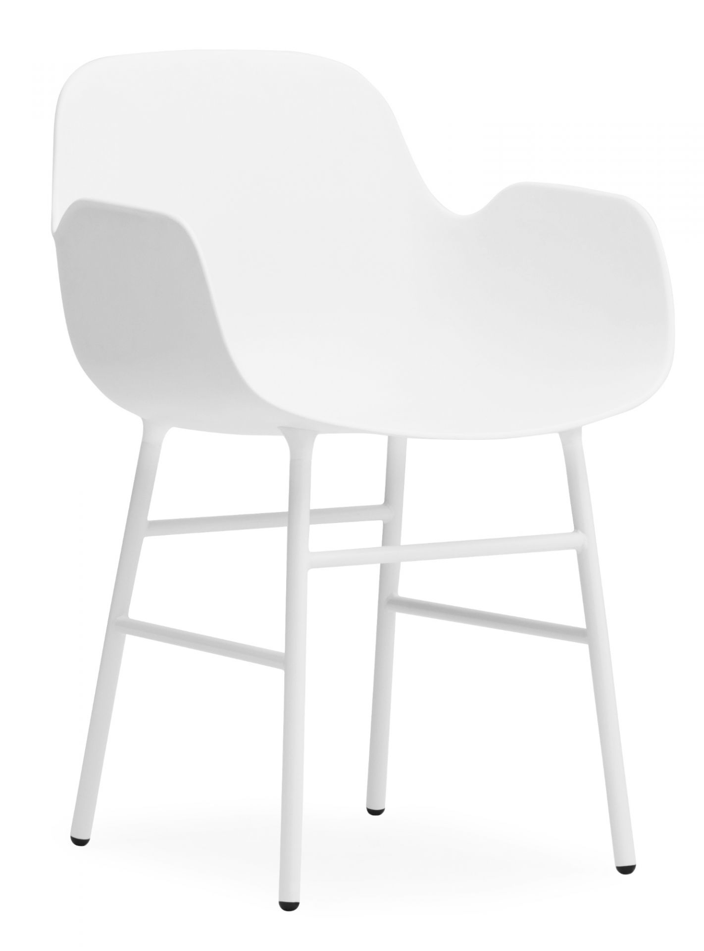 Weißer Form Armchair Lehnstuhl von Normann Copenhagen mit Stahlgestell, moderner Sessel für Wohnzimmer.