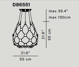 D86 Mesh Deckenleuchte Ø55cm - Kabellänge 1m Luceplan