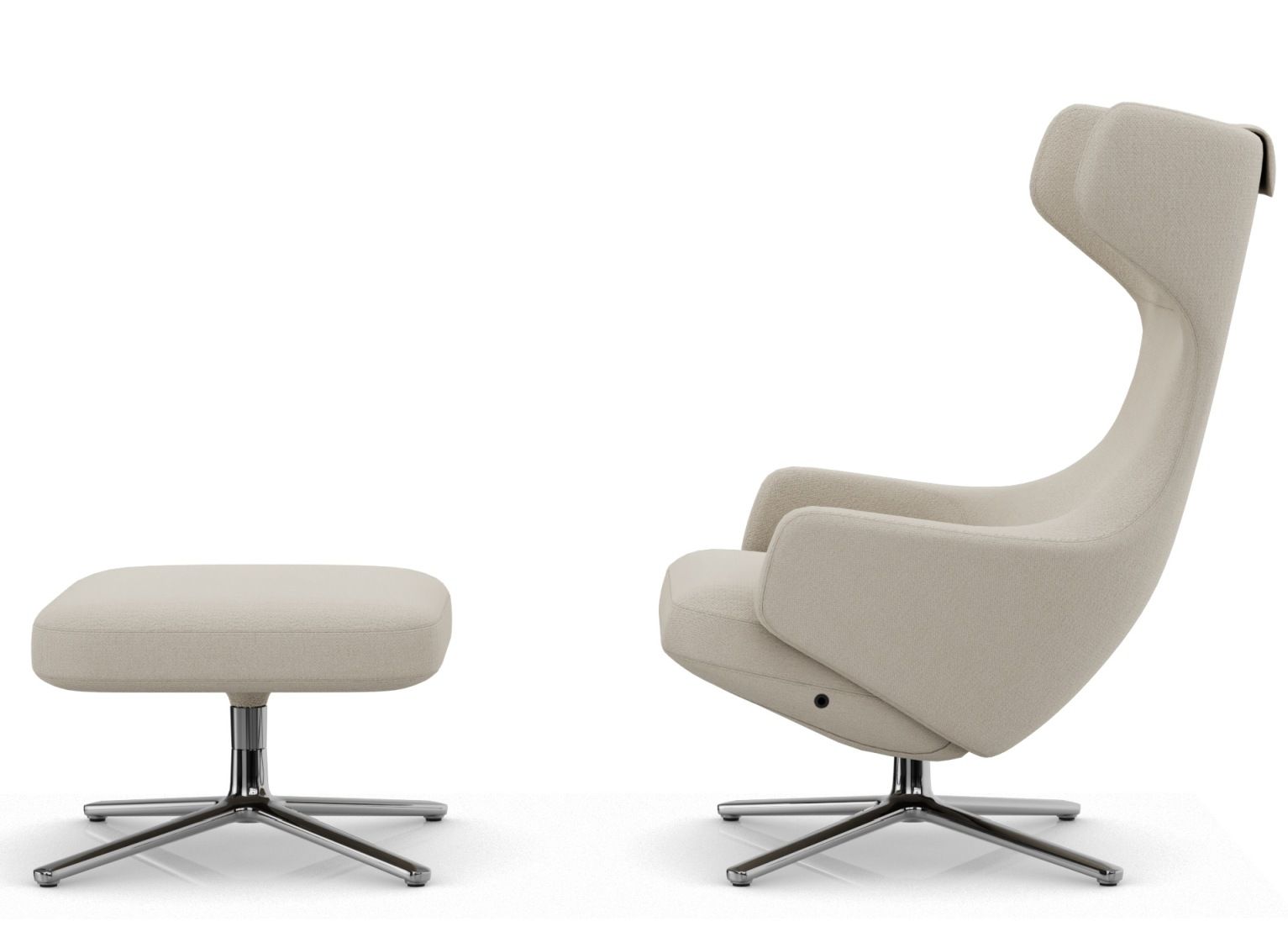 Grand Repos Sessel  + Ottoman POLIERT / CREDO CRÈME Vitra EINZELSTÜCK 