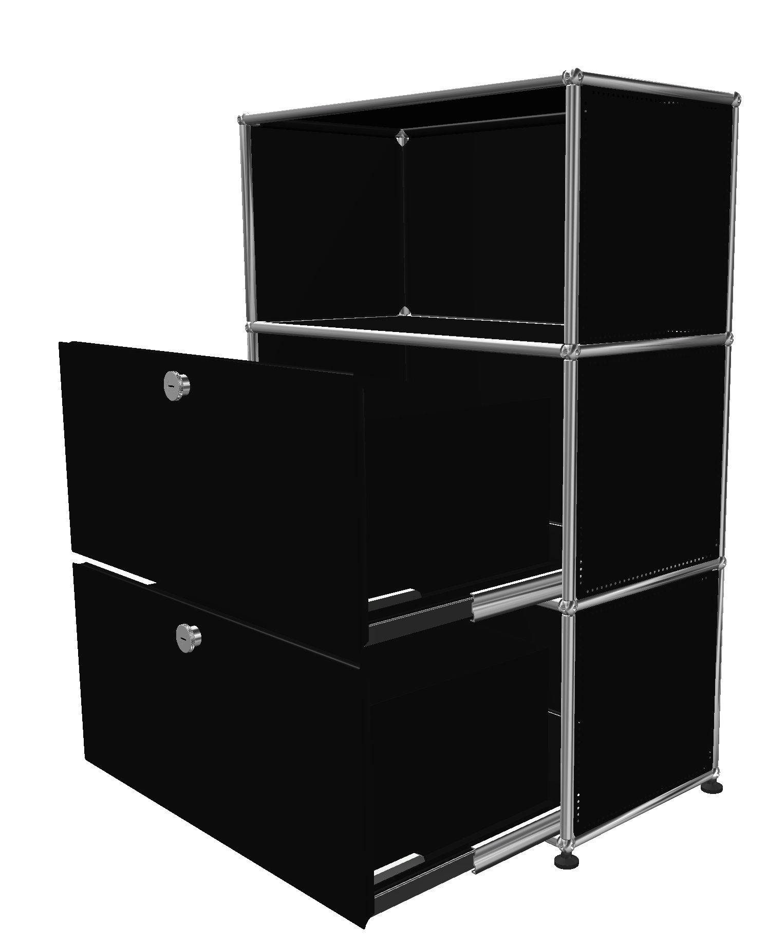 USM Haller Highboard 1 Offen / 2 Schubladen Graphitschwarz - FAST DELIVERY