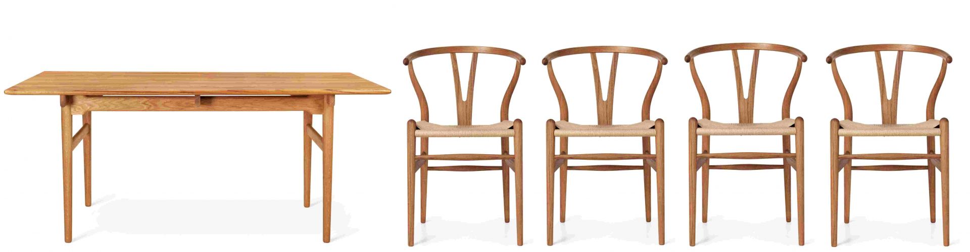 Dining Set 1 CH327 B 190 cm + 4x CH24 Chair Teak Carl Hansen & Søn