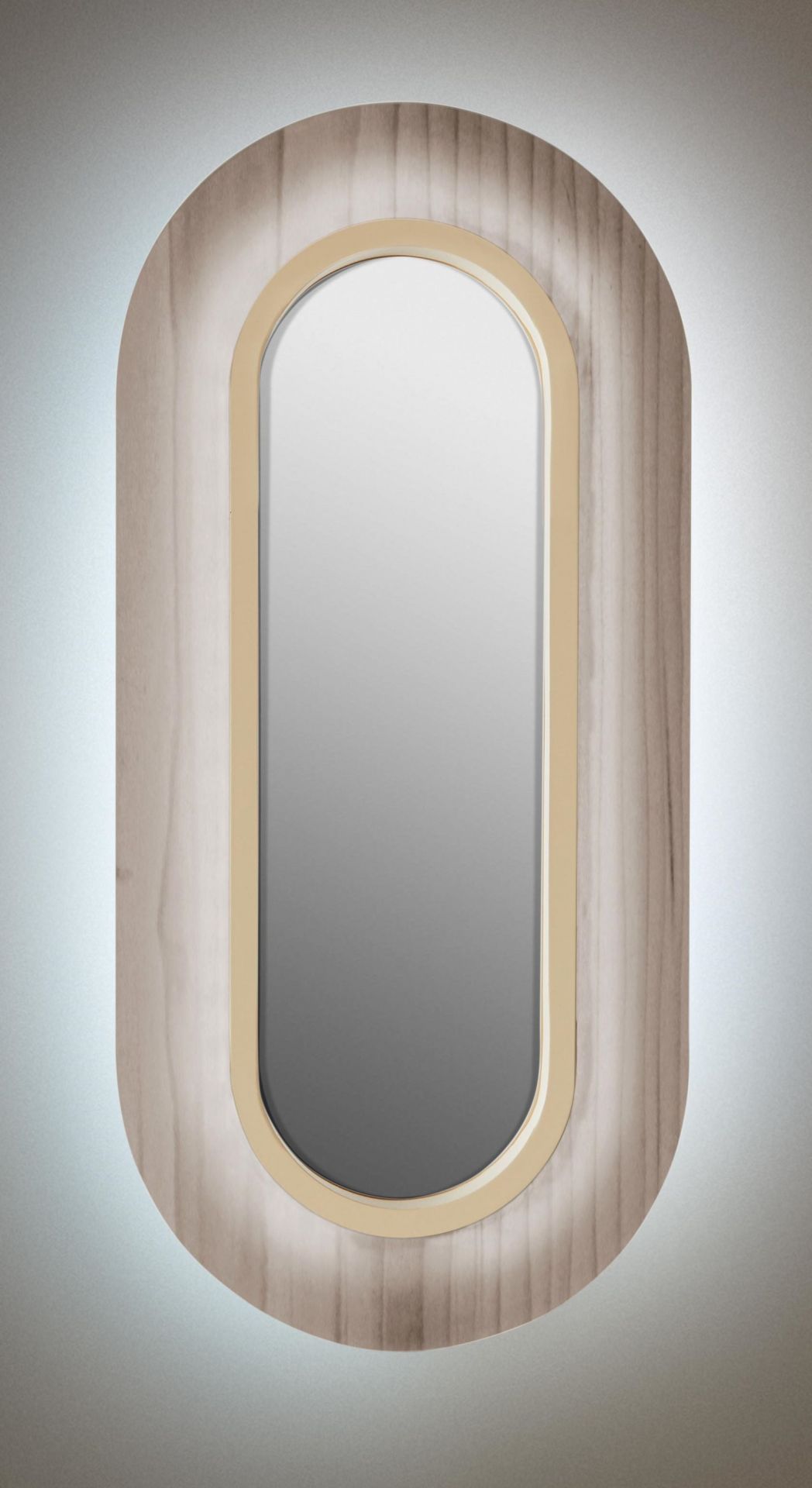 Lens LED Wandleuchte oval Metallring in elfenbeinweiß Grau LZF Lamps