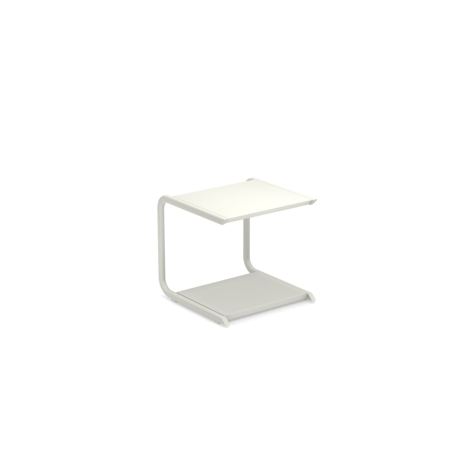 Mattweißer Holly Coffee Table Beistelltisch von Emu mit zwei Ablageflächen, ideal für den Außenbereich.