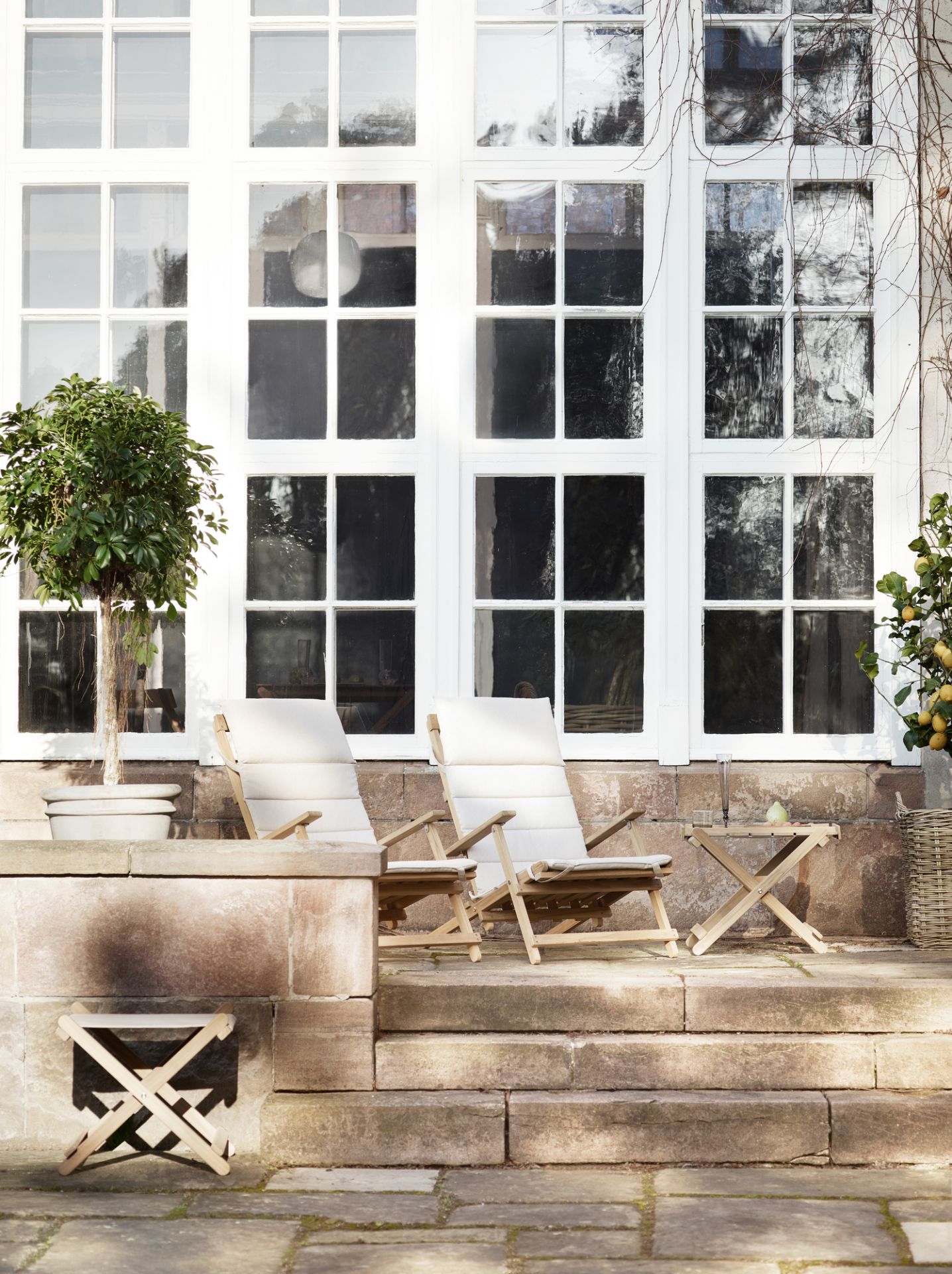 Mogensen Liegestuhl inkl. Kissen Outdoor Carl Hansen & Søn
