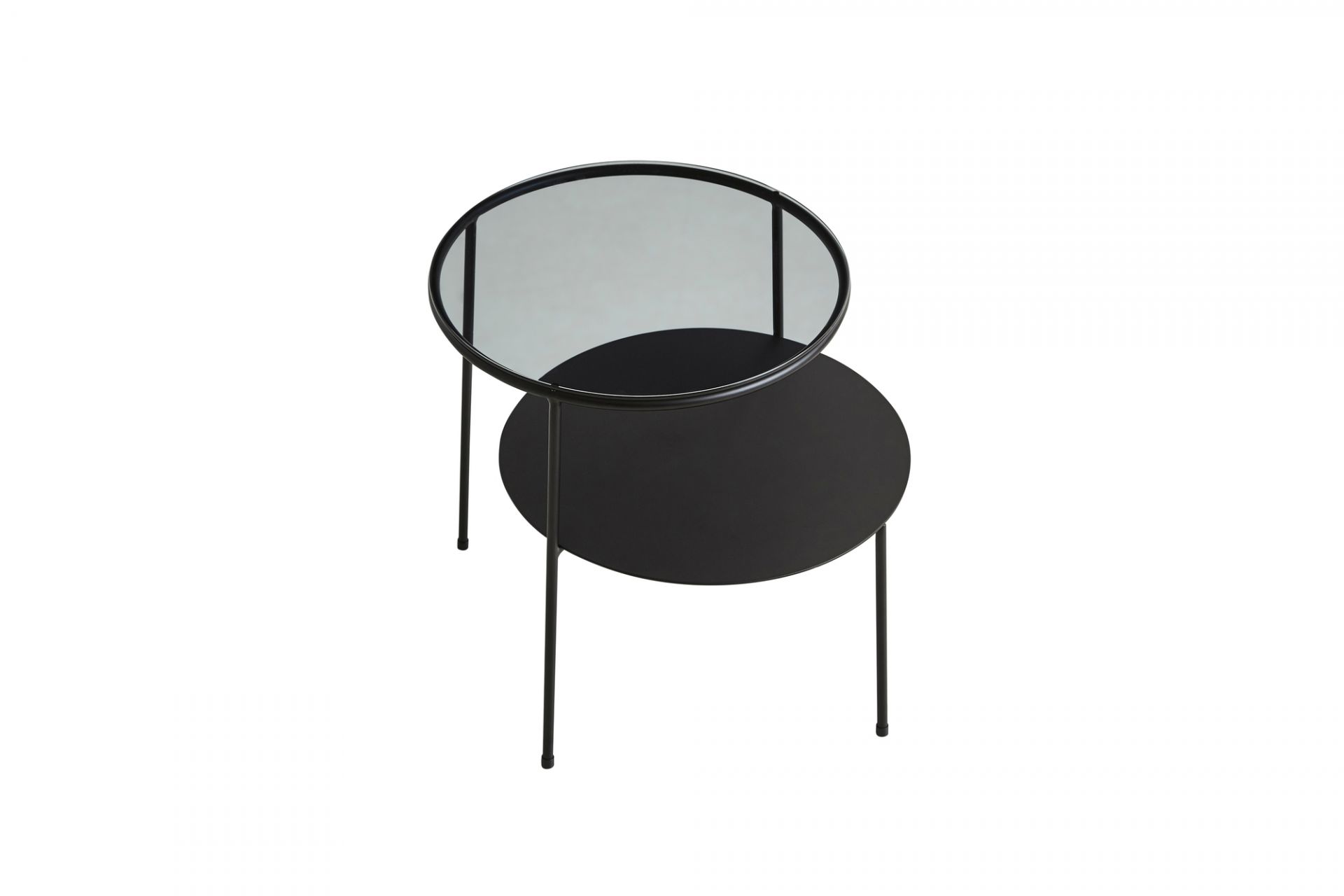 Duo Beistelltisch Schwarz mit Dunklem Rauchglas Woud