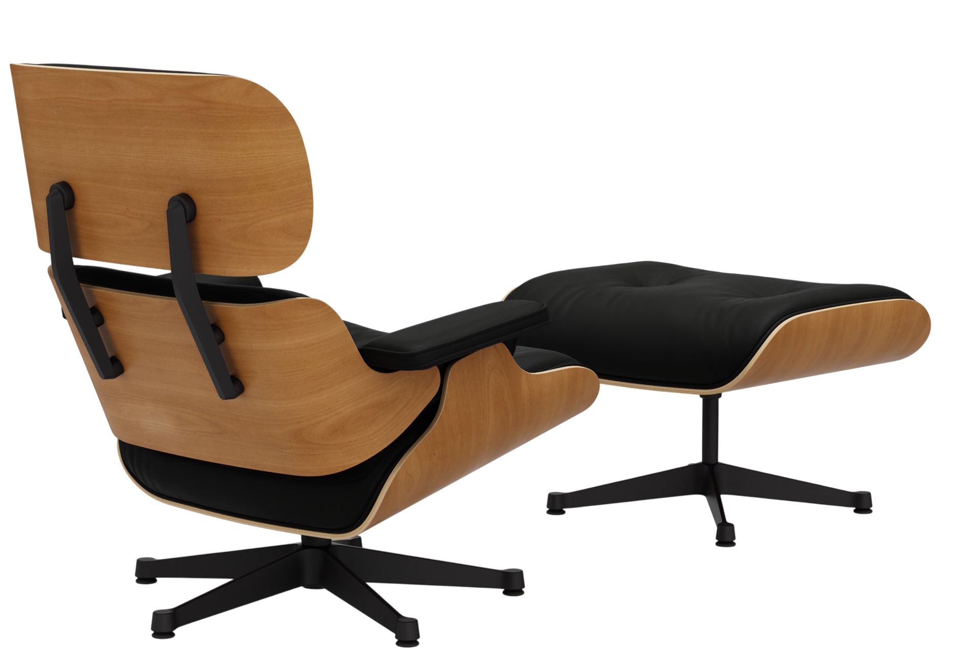 Eames Lounge Chair & Ottoman Sessel VORZUGSKOMBINATION Leder Premium Vitra Kirschbaum natur