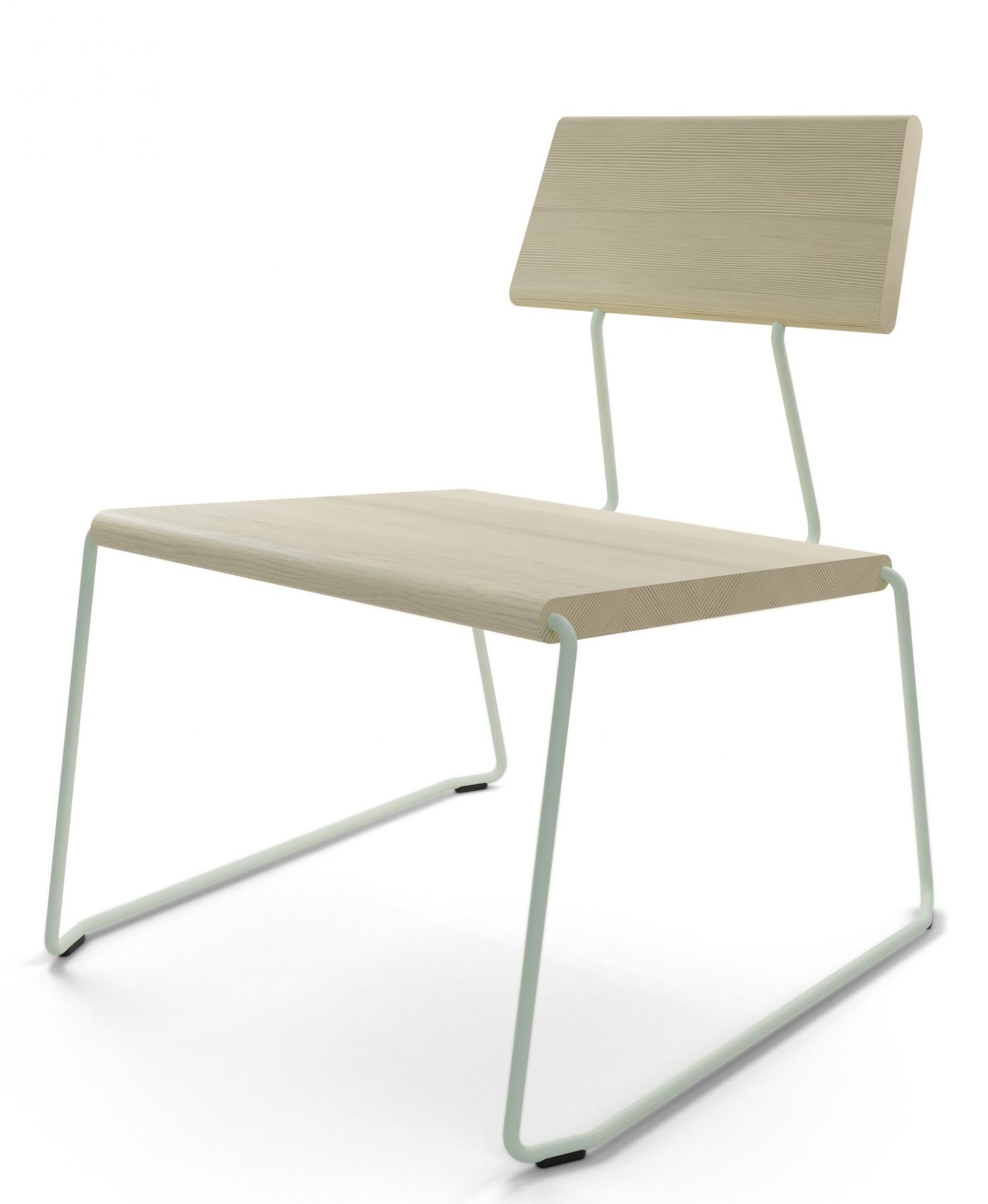 Weißer D:007 Loungechair von Fuchs & Habicht mit hellem Holz und minimalistischem Design.