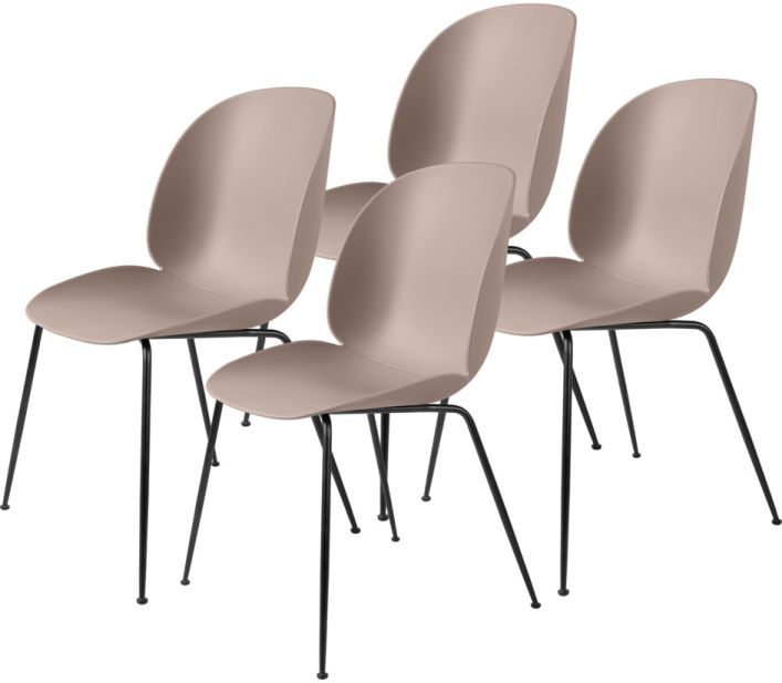 Beetle Chair Esszimmerstuhl Ungepolstert Sweet Pink Schwarz 4-er Set Gubi