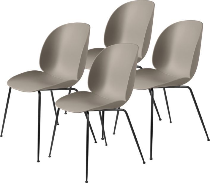 Beetle Chair Esszimmerstuhl Ungepolstert New Beige Schwarz 4-er Set Gubi
