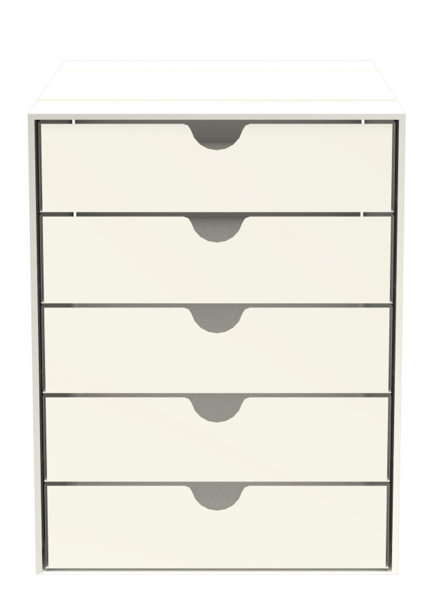 USM Haller Inos Kastenset C4 mit 5 Schalen geschlossen Home Office Reinweiss