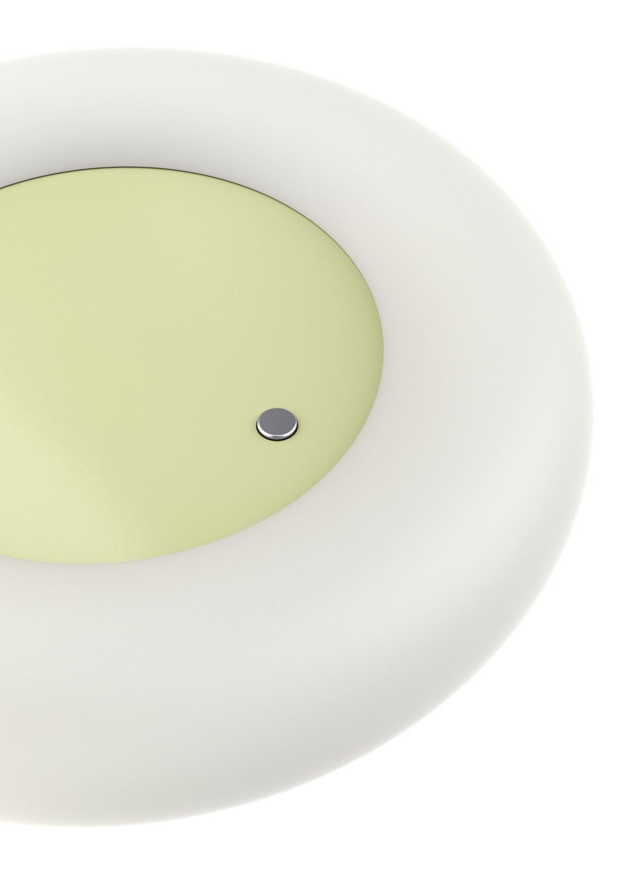 Detailaufnahme der Oto Stehleuchte von Belux, Rundfuß in Sandbeige mit Schalter.