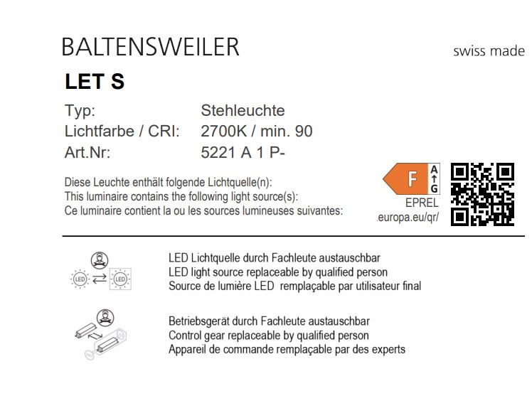 LET S Stehleuchte Baltensweiler