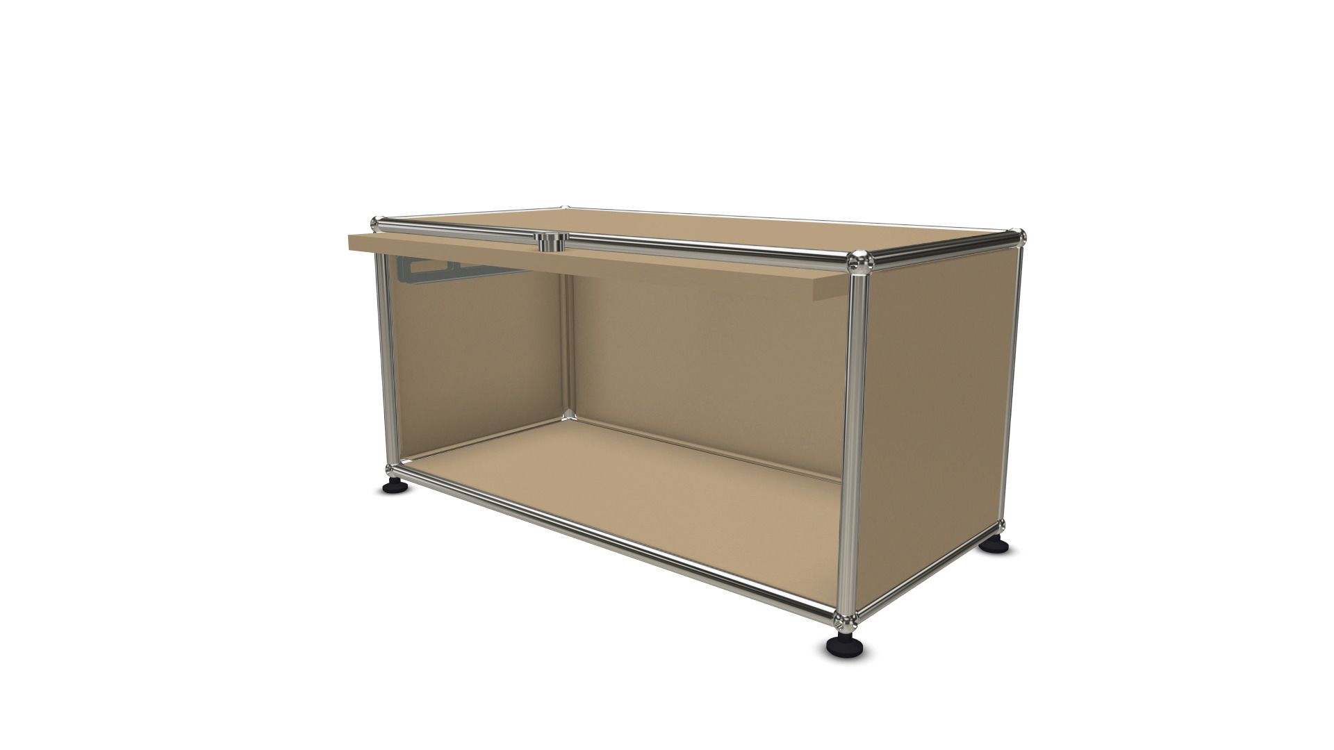 Detailaufnahme USM Haller Möbelbausystem: Beige Einschubtür als Ersatzteil für modulare Regale und Sideboards.