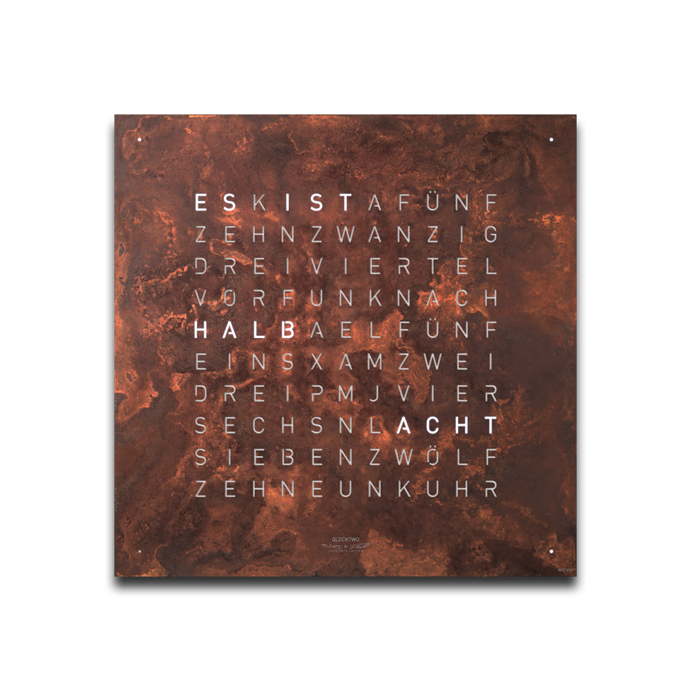 Frontcover für Earth 45 Wanduhr / Zeitobjekt Deutsch QLOCKTWO
